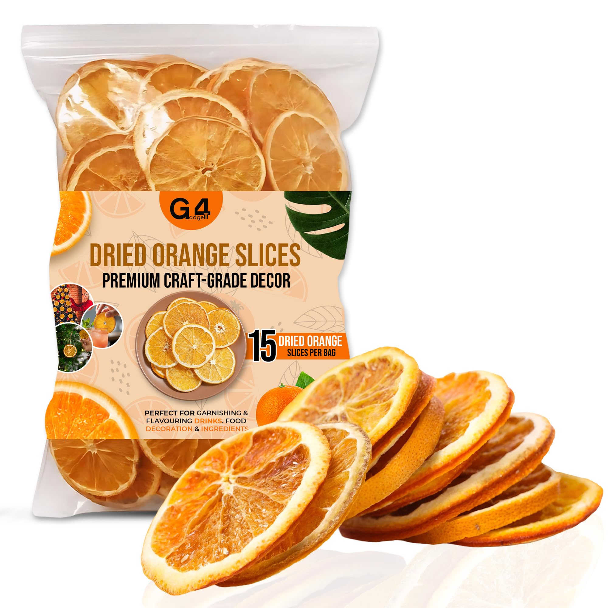 G4GADGET 15 ORANGE SLICES Dried Fruit - CHRISTMAS CRAFT WREATH FLORIST DECORATION UK