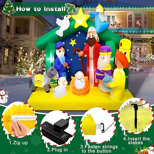 Miniatura 10 de Mukum Inflables de Halloween de 7.5 pies, pulpo gigante, barco pirata, atrapando calabazas y calavera, inflables LED integrados de Halloween,