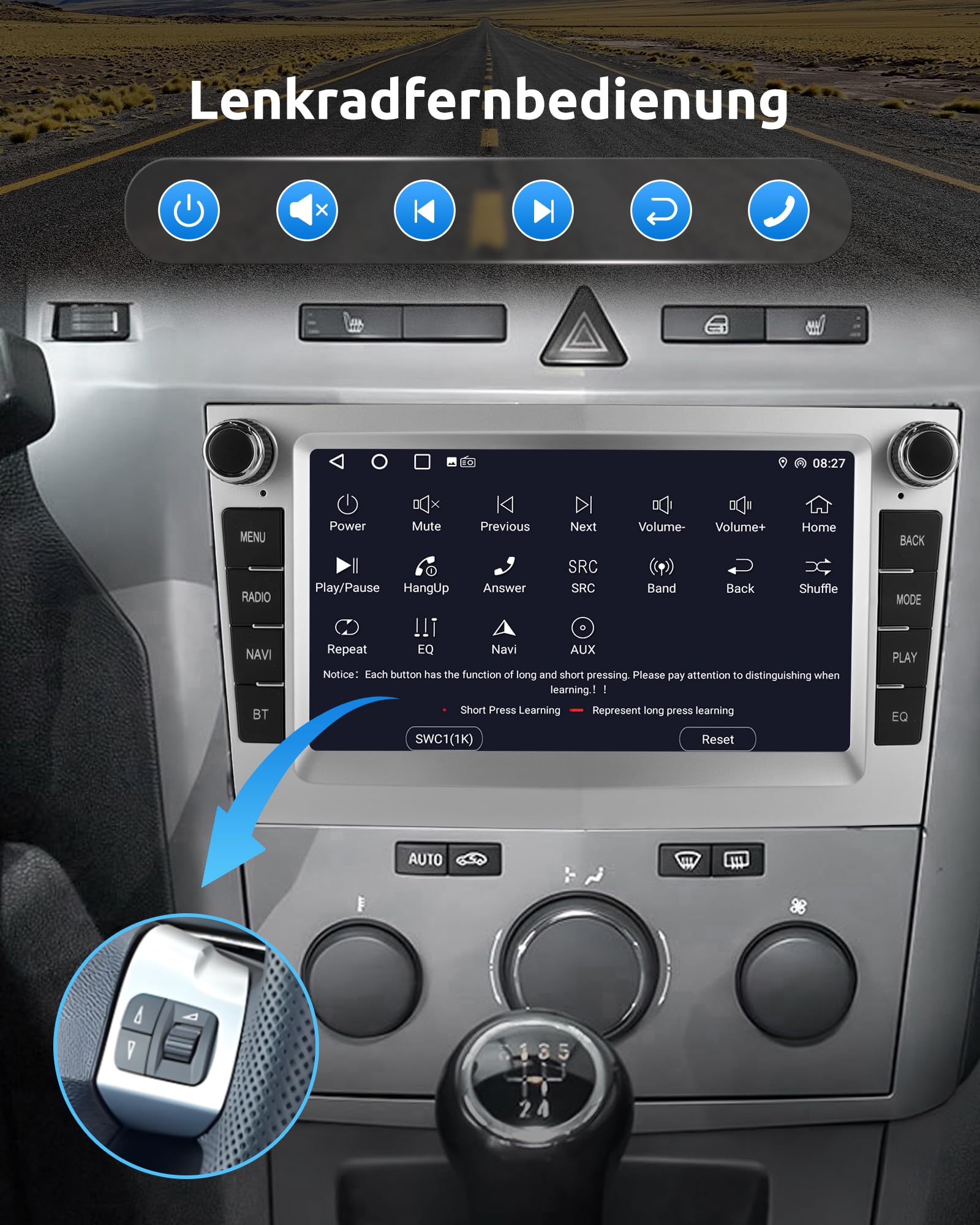 ESSGOO 4+64G Wireless Carplay und Android Auto Autoradio Für Vauxhall Opel Corsa C/D Zafira B Astra G/H Meriva Signum Combo, 7 Zoll Touchscreen Radio mit Bluetooth FM RDS GPS WiFi Silber