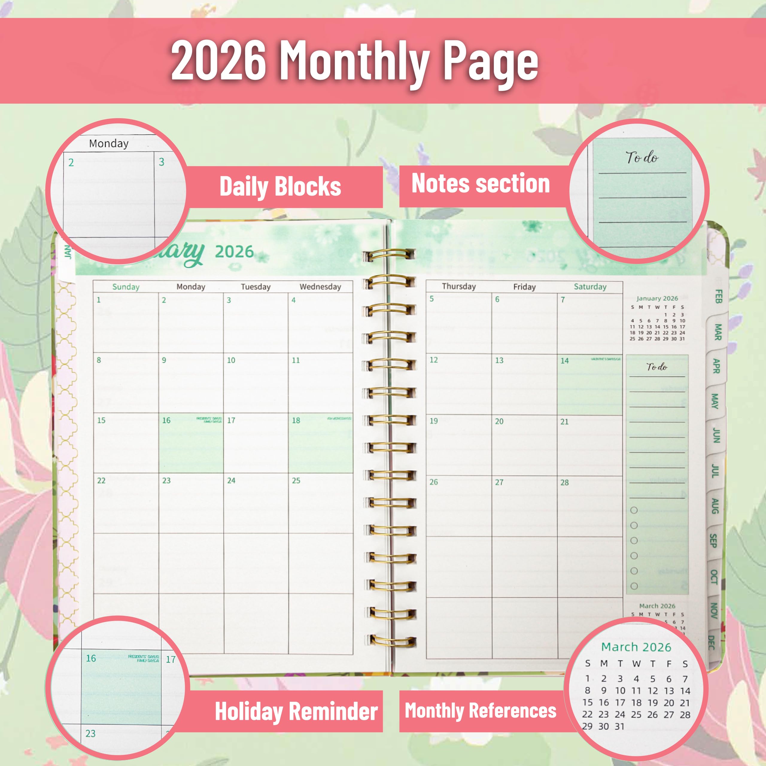 Snapklik.com : 2026 Planner, Weekly And Monthly Calendar Planner For ...