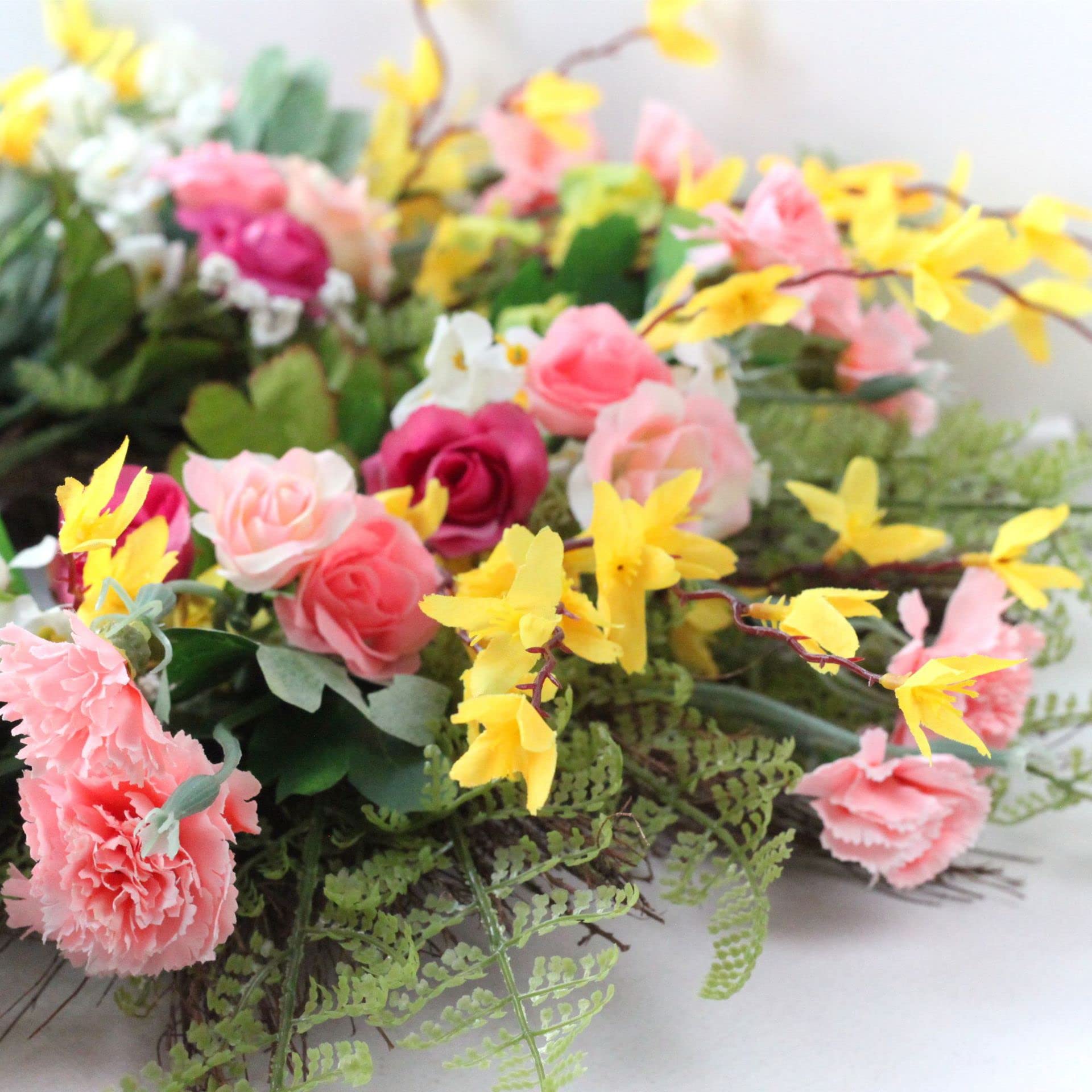 Cratone 60cm Künstliche Türkranz Seidenblumen Kunstblumen Türkranz Wandkranz Deko Kranz Handgefertigt Blumenkranz Frühling Sommer Ganzjährige Kranz für Hochzeit Party