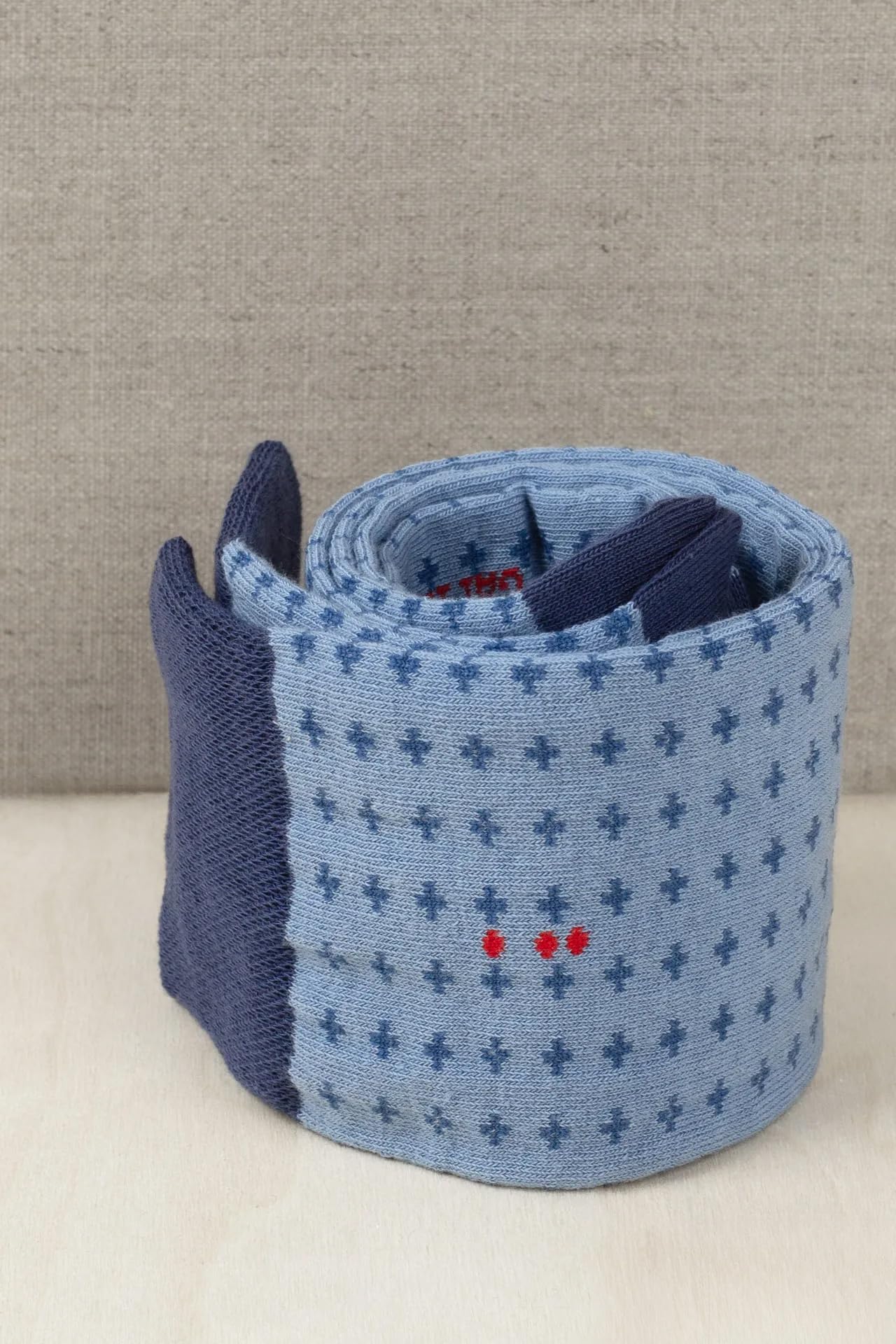 GATTI A POIS Box da 5 Paia di Calze Lunghe Eleganti, Mix di Fantasie in Caldo Cotone e Filo di Scozia, Marrone e Blu Nippon, Made in Italy