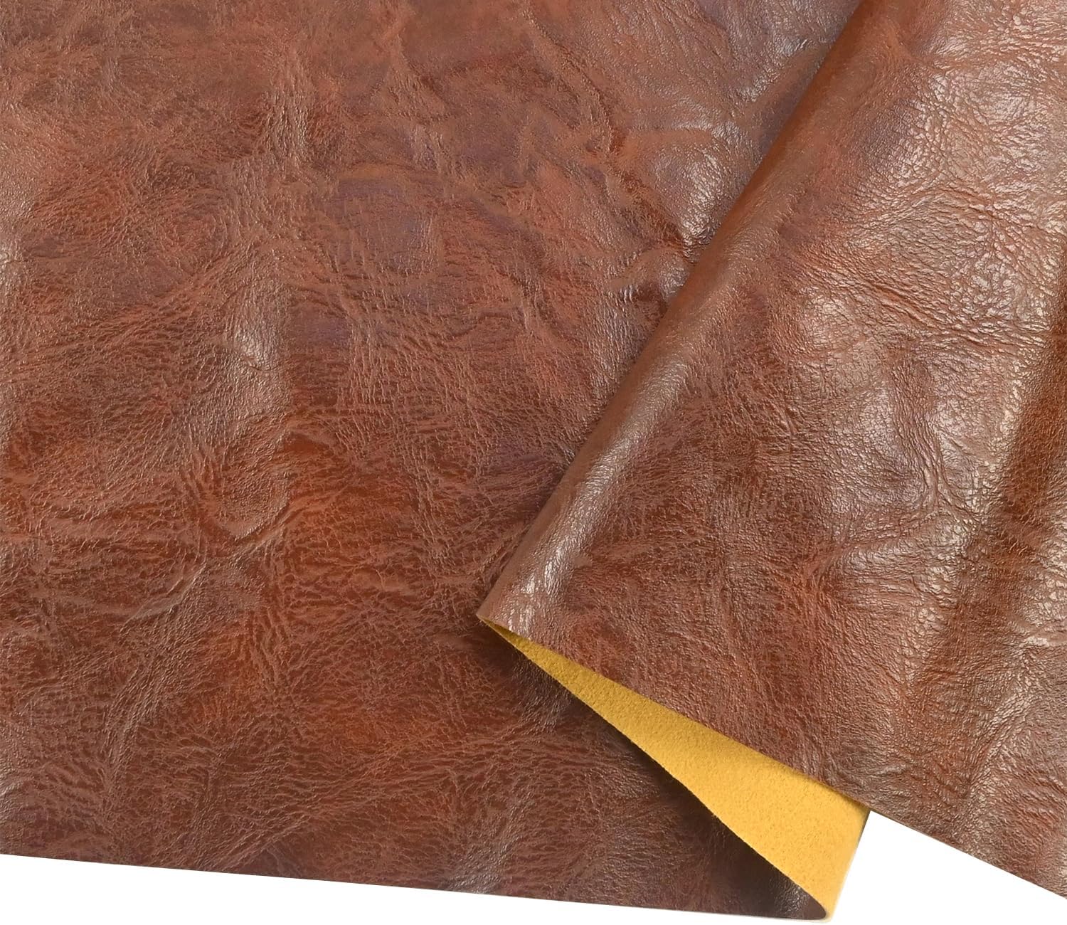 200cm x 140cm （79 x 54 Inch） Soft Leather Fabric - Faux Leather Fabric -1mm Thick for Upholstery - DIY Crafts - Brown Crazy Horse Distress