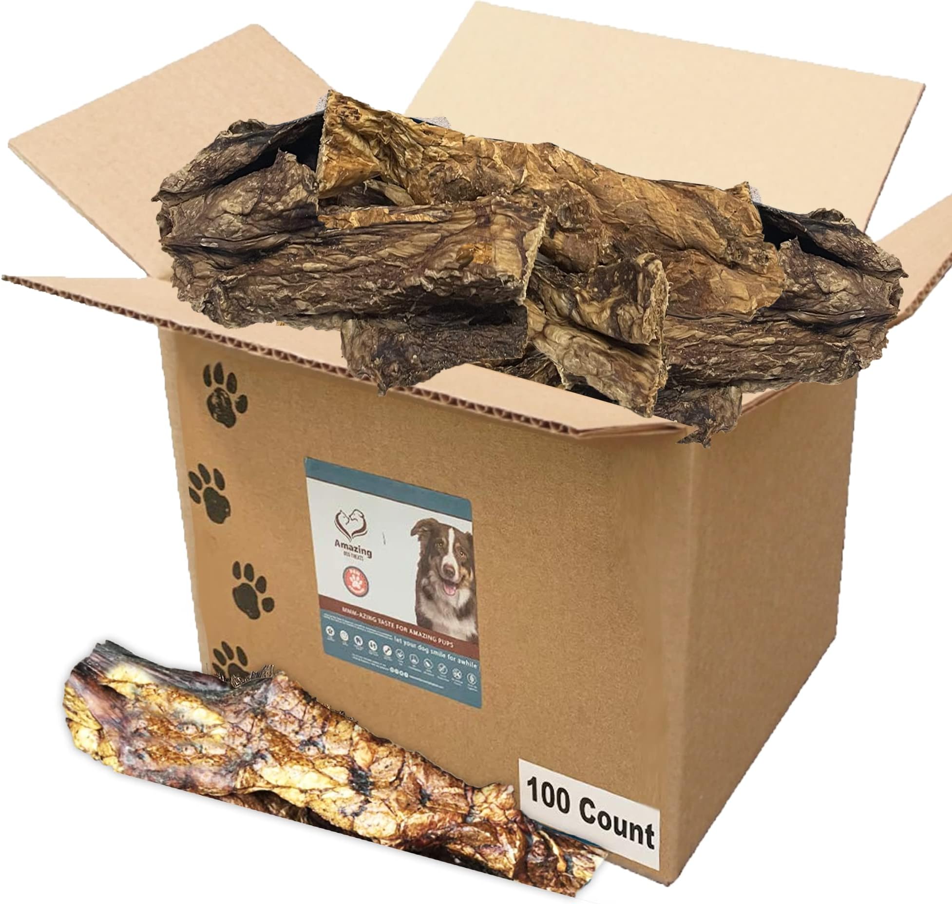 Amazing Dog Treats Premium Beef Lung Jerky Sticks | (100 Pc/Pk) | 100% Natural Beef Lung Snacks for Dogs | Single Ingredient High-Protein Low-Fat Grain-Free Lung Snacks for Dogs