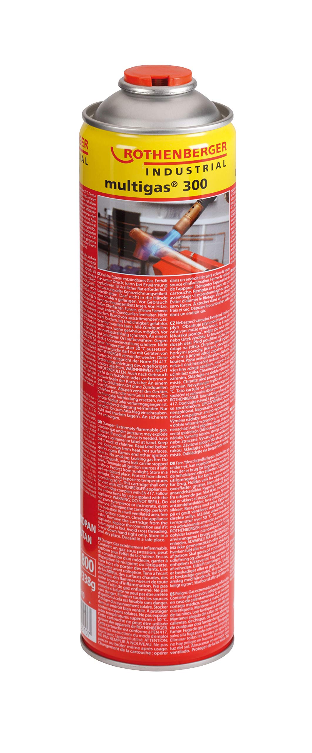 ROTHENBERGER Industrial RoFix Set 1800 Lötbrenner 6-teiliges Komplettset 650°C | inkl. Multigas 600 ml, 3x RoVlies, 1x Fittinglötpaste 100g, 1x Fittingslot 100g | 2,5 h Arbeitszeit | 35513