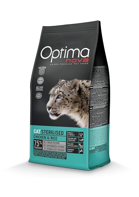 Optima Nova Comida para gatos esterilizados, Pollo y arroz, 2Kg