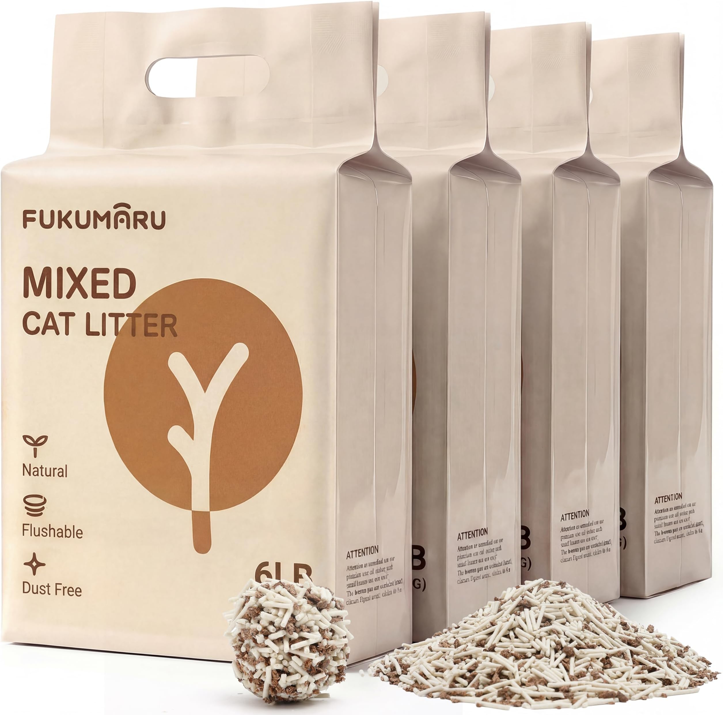 Tofu Cat Litter, 10.8 kg, Clumping Litter for Cats, Dust-free and Easy Clumping, Mixed Apple Wood Pellets, Odour Control, Rinses in the Toilet, Low Residue
