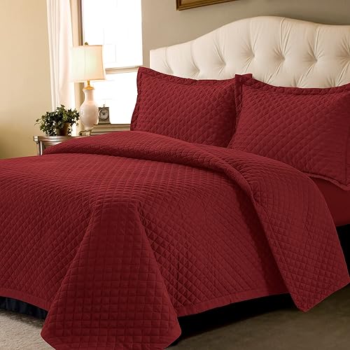 Miniatura 9 de Tribeca Living BRISQUILTKICA Brisbane conjunto de colcha tipo quilt grande de cachemira, Microfibra, Cachemir, King