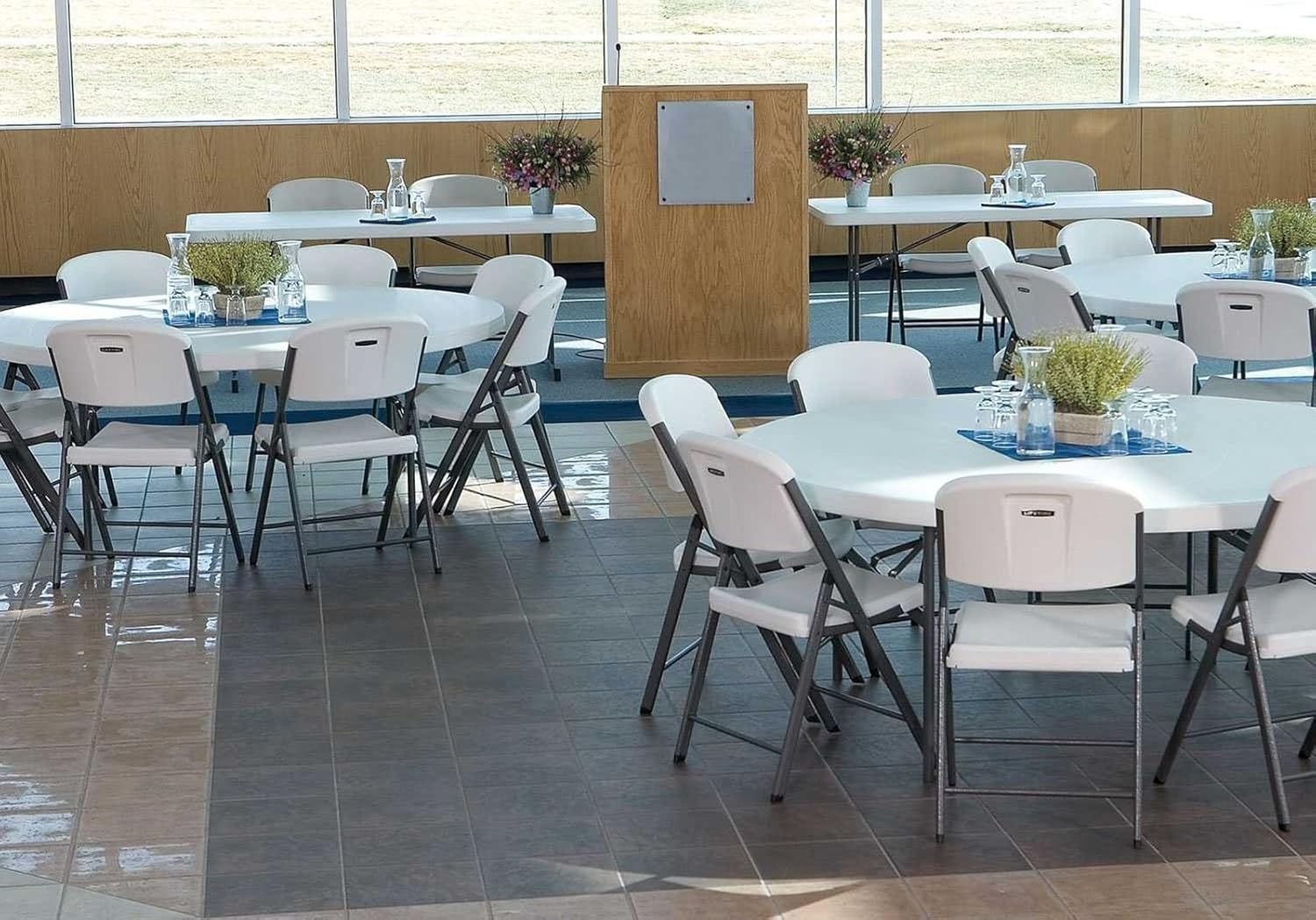 LIFETIME 42804 Commercial Grade Folding Chair, 4 Pack, White Granite