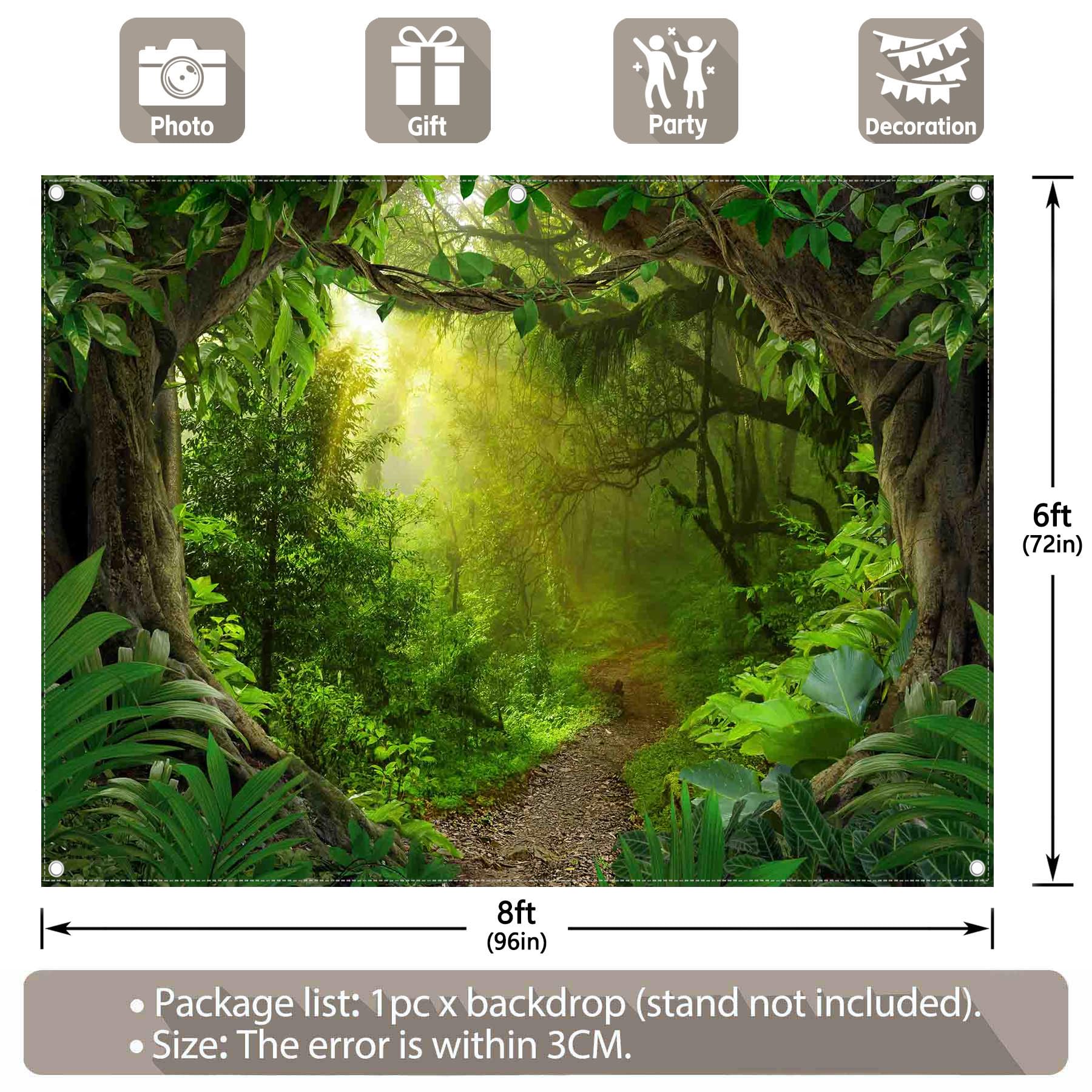 Aoihrraan 2,2x1,5m Enchanted Forest Backdrop Evergreen Tree Magic Jungle Spring Lawn Natural Scenery Sunshine Wonderland Photography Background Baby Shower Party Kids Adult Portrait Photo Studio Props - View #8