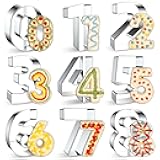 9PCS Number Cookie Cutters Set, Birthday Numbers 0-8(6 Reverses to 9), Stainless Steel Cookie Cutters for Baking, Number Shaped Baking Tool for Homemaking Biscuits, Cookie, Dough