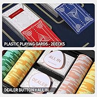 Vista 5 de ARTGAME Juego de fichas de póquer de 14 gramos de arcilla para Texas Hold’em, 500 piezas de estilo casino, con estuche de aluminio tipo K y botones