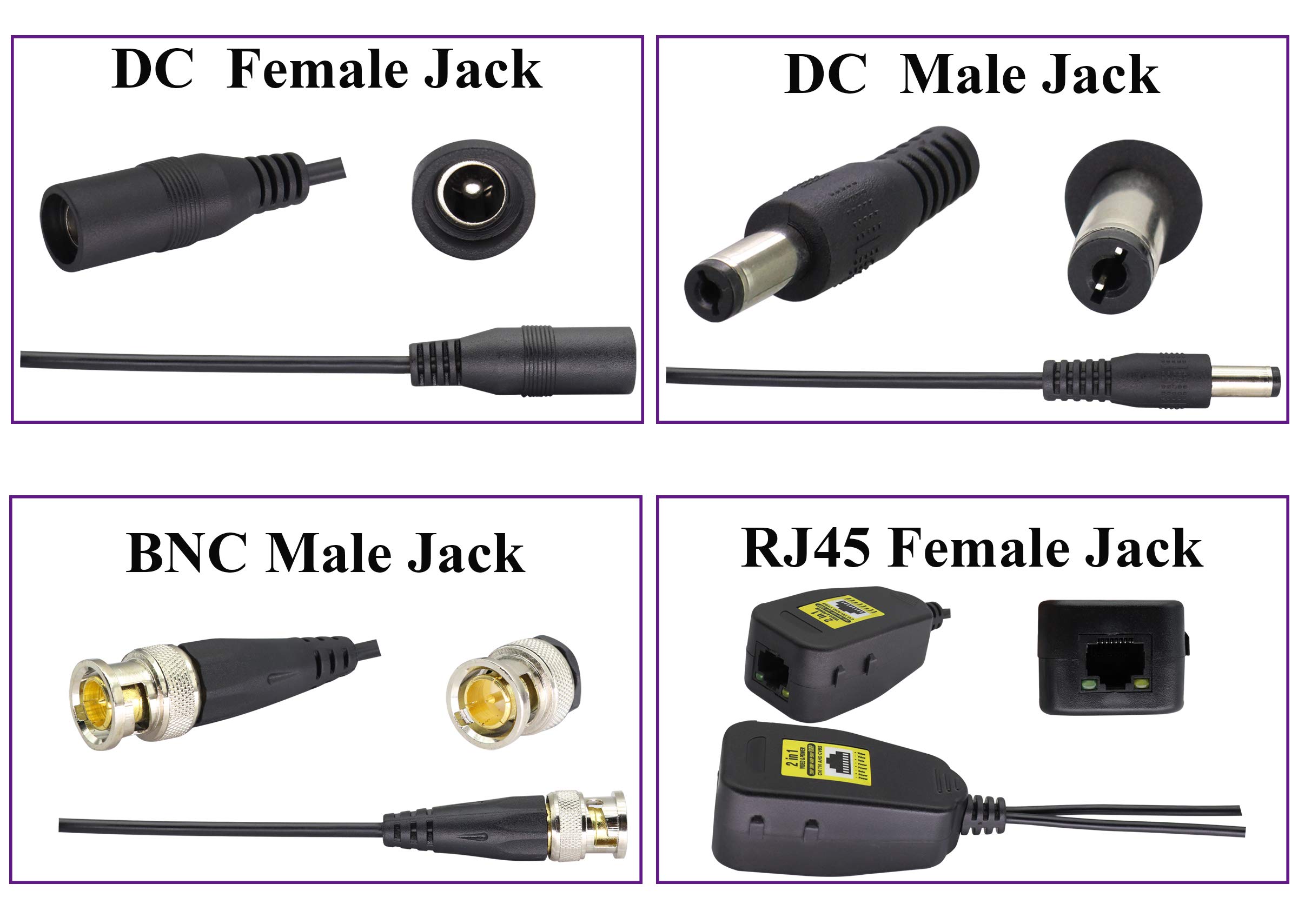Power Video DC BNC a Cat5 RJ45 ricetrasmettitore di rete HDCVI/TVI/AHD/CVBS, con connettore CC, per sistemi di monitoraggio DVR di sicurezza 720P 960P 1080P 3MP 4MP 5MP 8MP CCTV DVR (18 cm/4