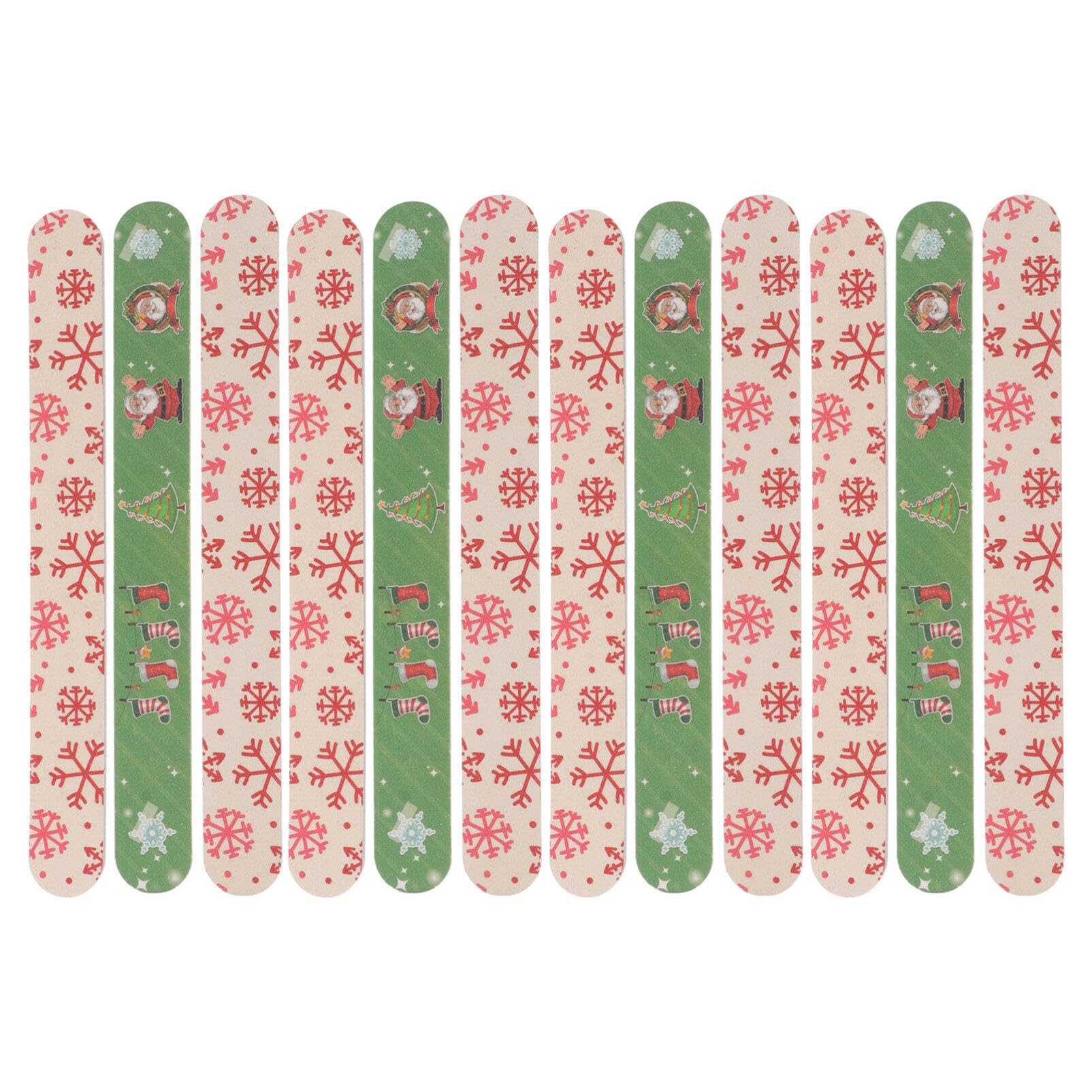 Mipcase 12pezzi Unghie Natalizie Manicure Pedicure Lucidanti Fai da Te Leggere Portatili Trasportare Trousse Viaggio Bellezza Salon Nail Art Pulire Tagliare Modellare Unghie Stili multipli
