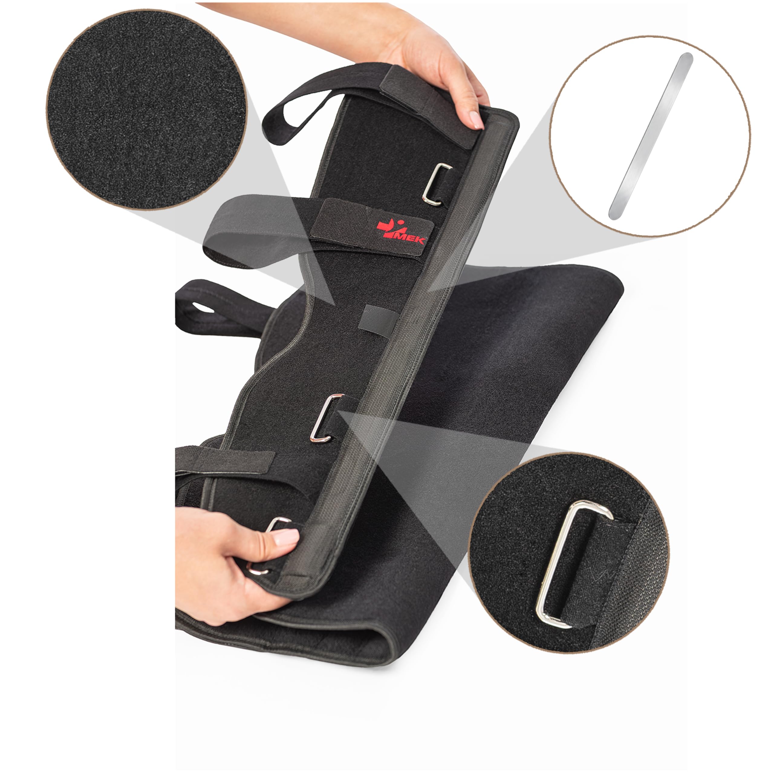 Knie Immobilisator & Knieschiene 60cm Beinschiene Knie zur Ruhigstellung (0 Grad) - Medizinprodukt aus der EU - 3-teilige Knieorthese mit 4 Schienen zur Stabilisierung nach OP oder Verletzung (S-M)