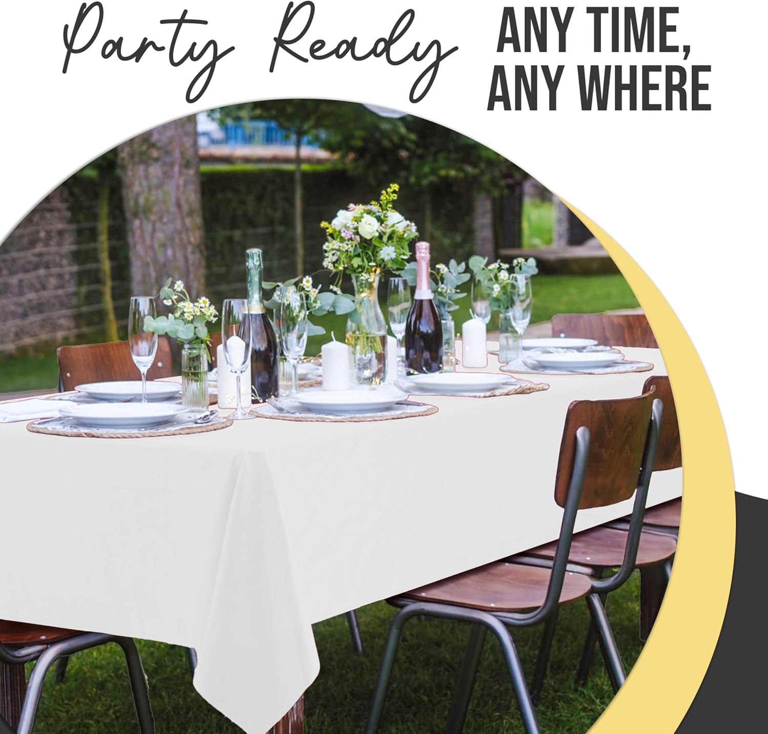 Exquisite 66% Thicker Premium Plastic Table Cloth Rectangle Table Cover 0.5 Mil 24 Pack White Table Cloth 54 Inch x 108 Inch Disposable Tablecloth Won't Tear Easily Like Cheap Thin Brands