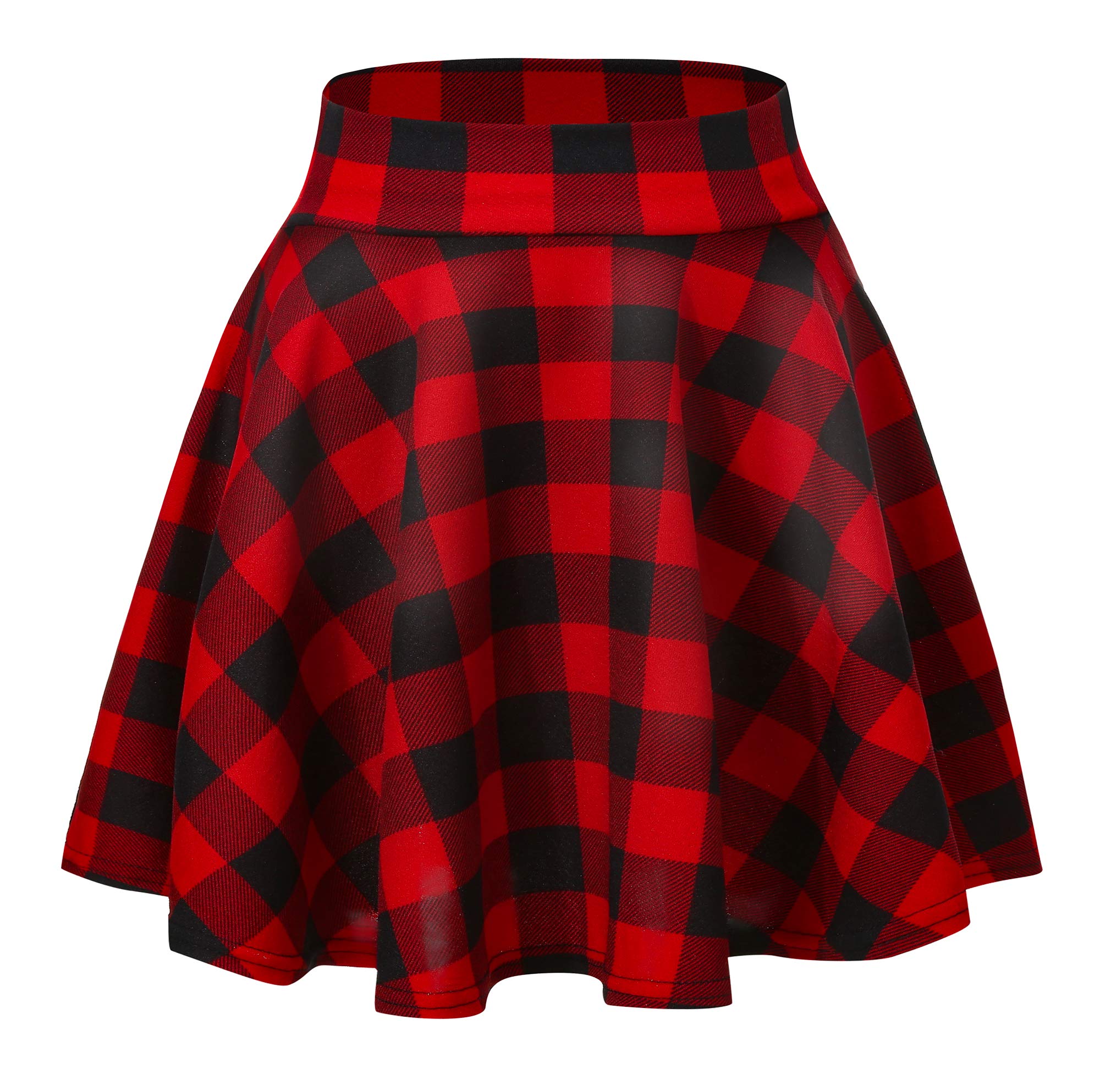 Damen Casual A Linie Hoch Taille Mini Rock Elegante Pull On Elastische Skater Kurz Röcke(M, 13)