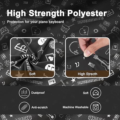 Vista 19 de Explore Land - Cubierta de piano/teclado para 61/88 teclas, con opción de abertura para soporte 2-Negro