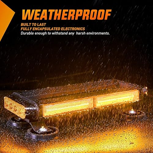 Miniatura 5 de Nilight Barra de luz LED estroboscópica COB ámbar de 14.5 pulgadas, barra de luz intermitente de alta visibilidad, luces de advertencia de peligro