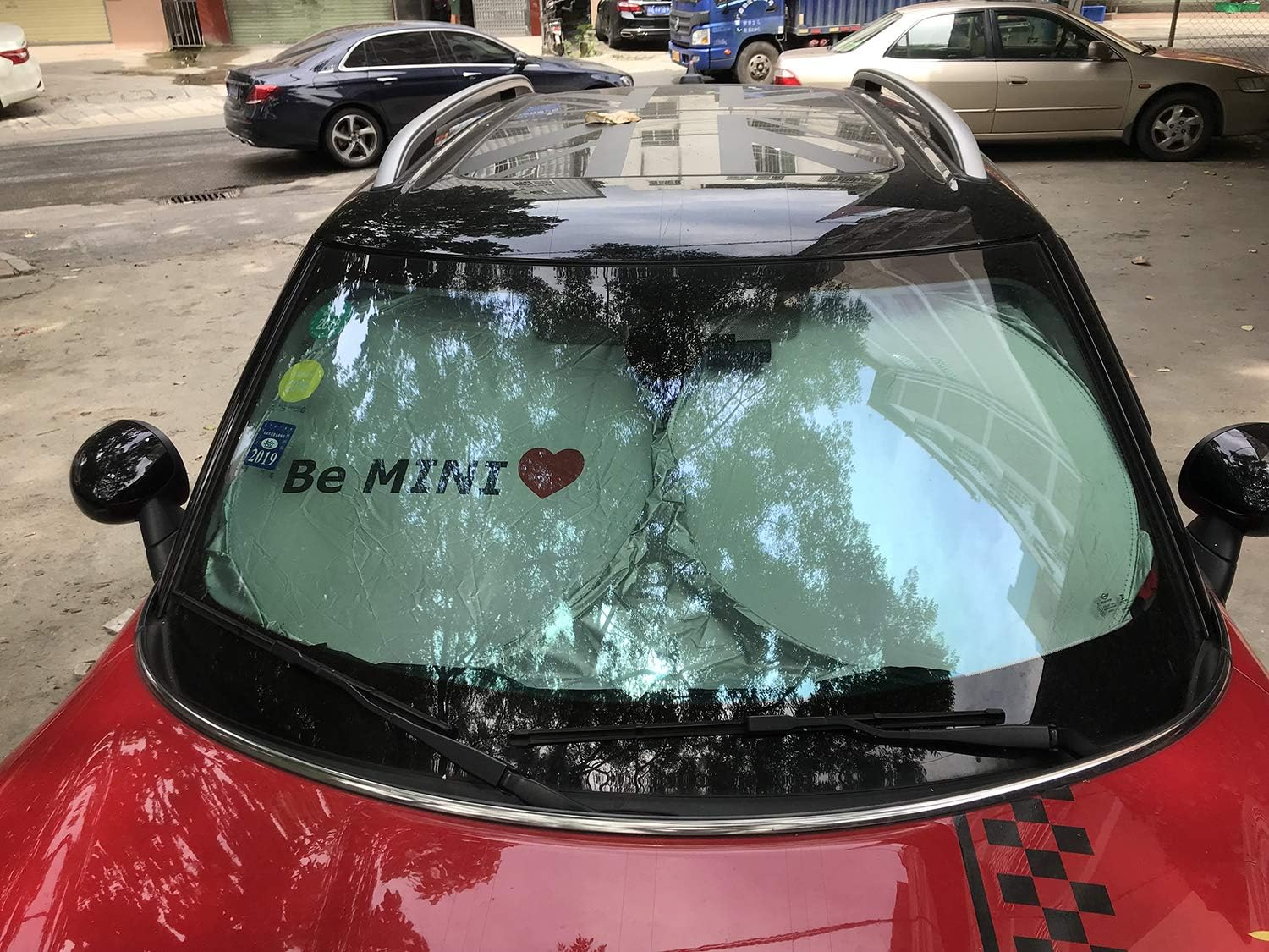 BLUEGALA Foldable Windshield UV Sunshade Sun Shade Heat Isolate UV Resistant Fabric Compatible with Mini Cooper Clubman & Countryman