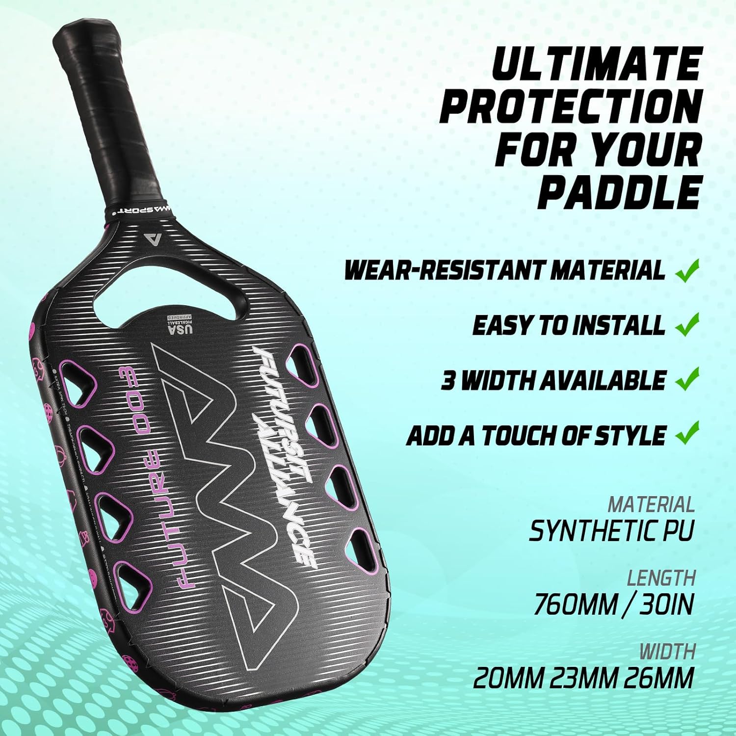 AMA SPORT ピックルボールパドルエッジガードテープ AMA/USAロゴ付き エッジ保護テープ 20mm 23mm 26mm