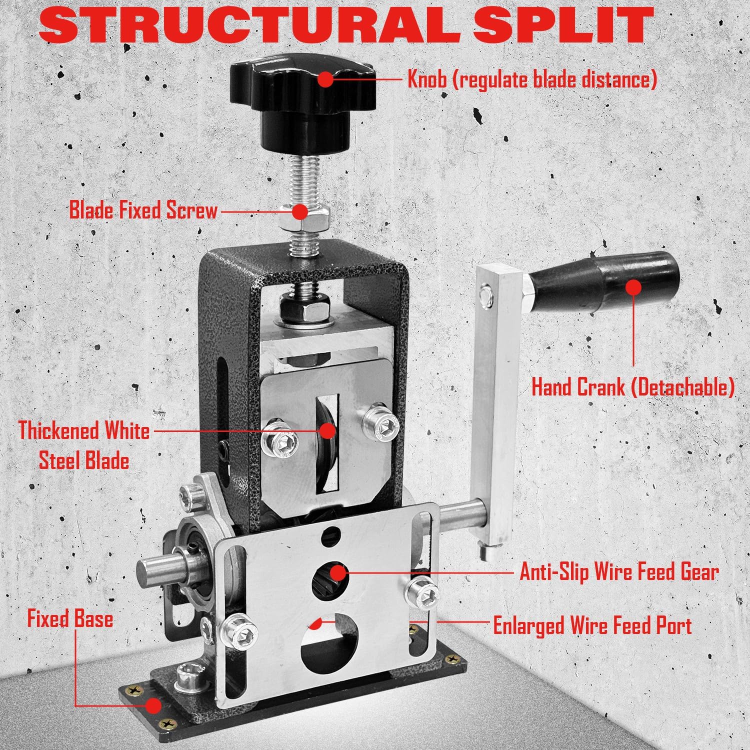 Manual Wire Stripping Machine for Gauge Wire 0.06-1'', Scrapping Copper Wire Stripper, Drill-Powered & Hand Crank Wire Stripper Tool for Scrap Copper Recycling