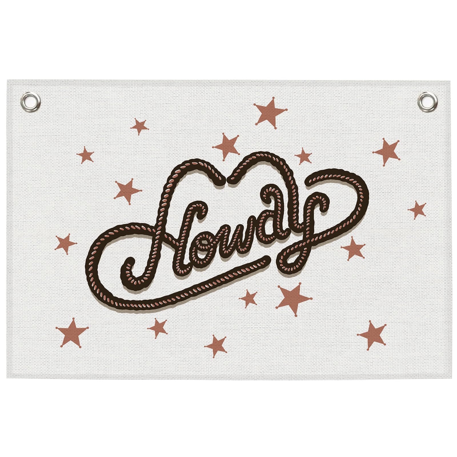 MNASAIOO Howdy Cowboy Cowgirl Banner, Western Kids Room Decor, Funny Hat Retro Canvas Flag Wall Hanging Decor Art for Playroom Toddler Room Preschool 20x30in