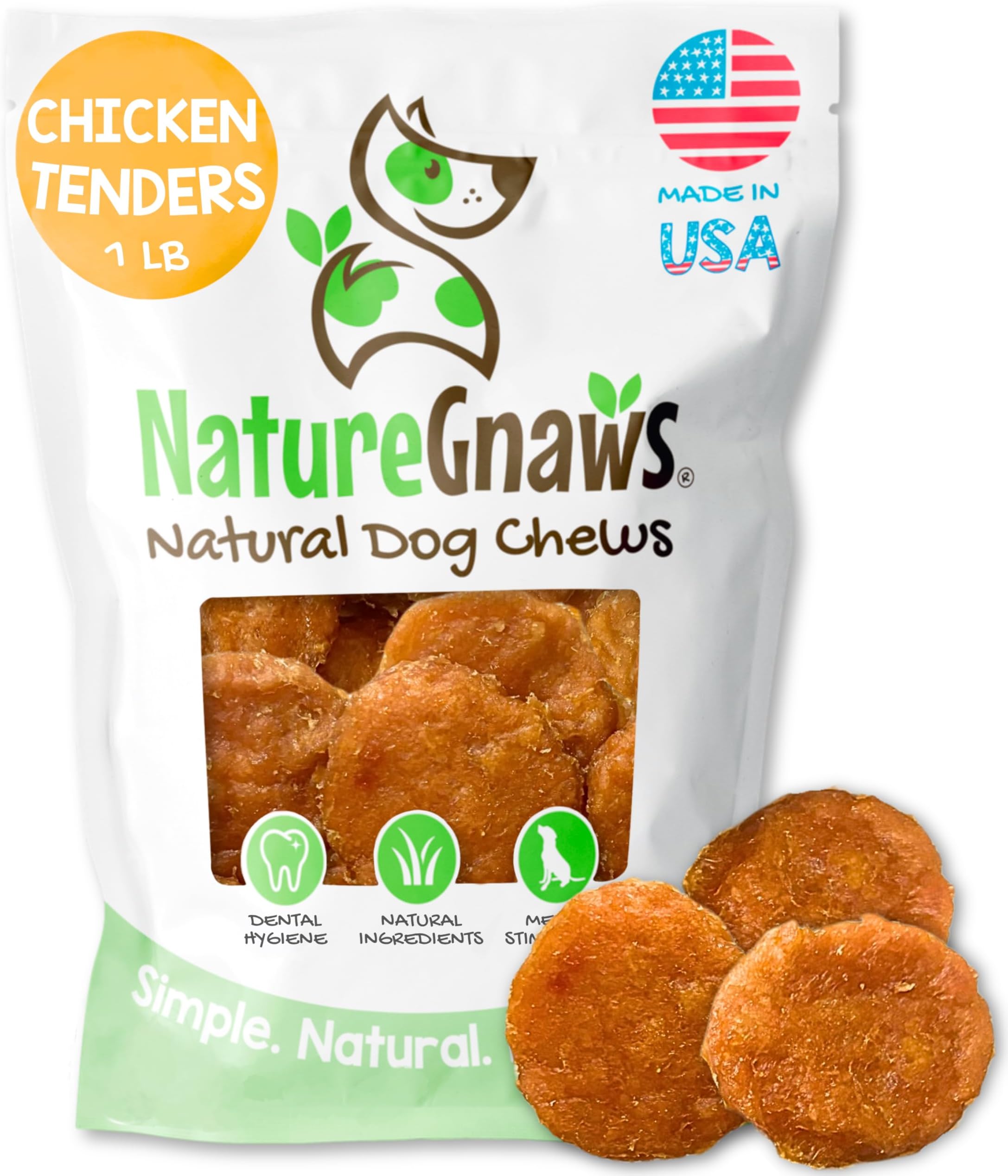 USA Chicken Tenders (1Lb) - Delicious Grain-Free Dog Treats for Small, Medium & Large Breeds - Natural Jerky Chews for Dogs.