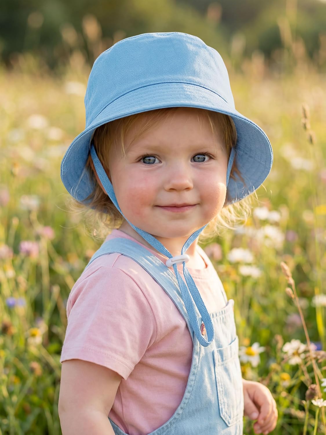 Cooraby 4 Pack Baby Sun Hat Breathable Bucket Hat Toddler Sun Protective Adjustable Hats with Wide Brim for Baby Girl Boy