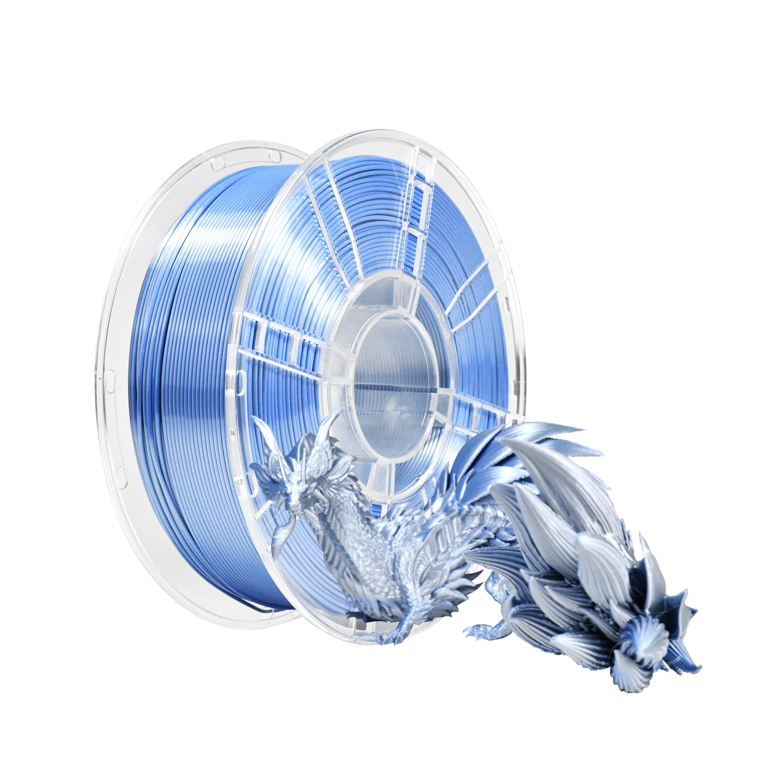 iBOSS Dual Silk Metallic Blue Silver Shiny PLA+ Filament, 1KG 3D Printing Material with 1.75mm High Diameter Accuracy+/-0.02mm, Neatly Wound Silk PLA Plus Widely Support for FDM 3D Printers