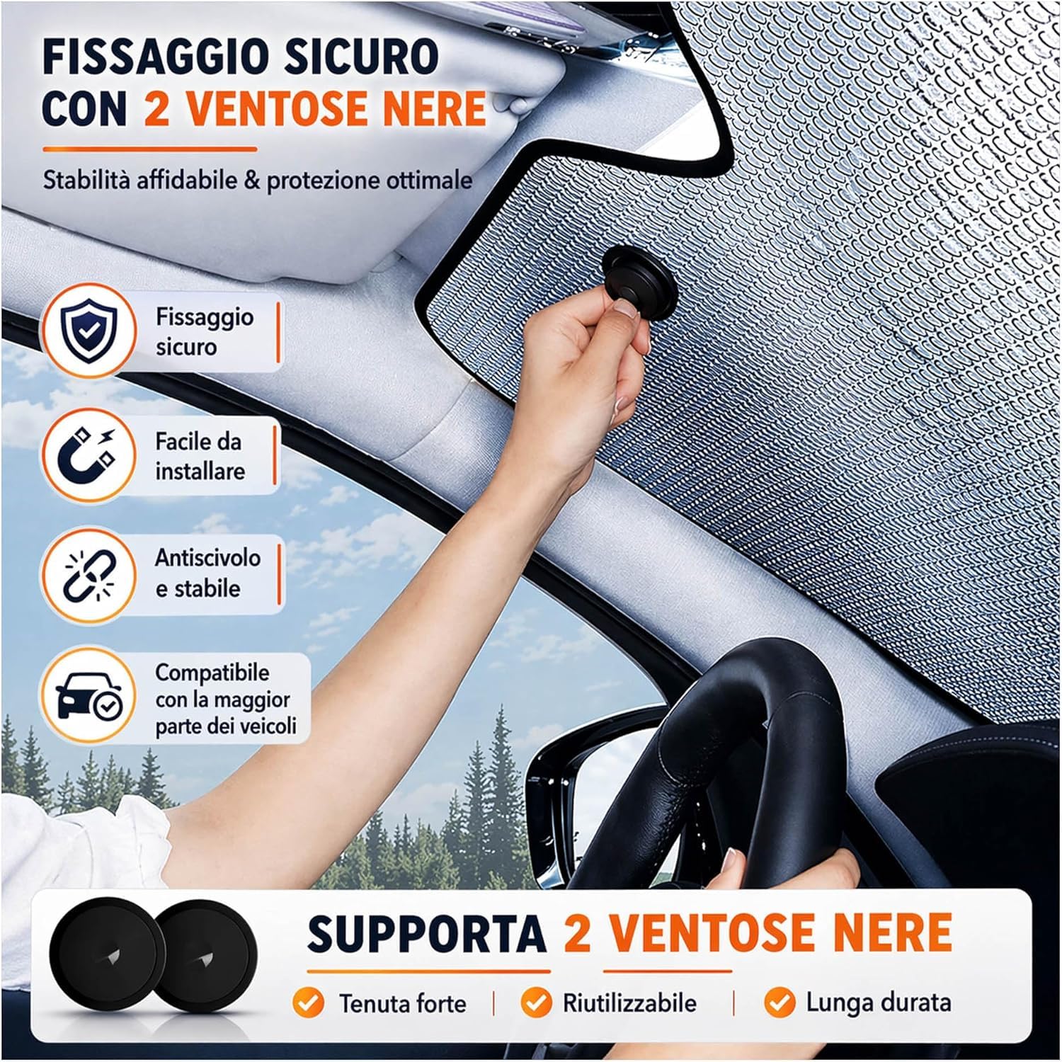 Parasole Auto Parabrezza Interno Pieghevole (130 * 60) – Protezione Sole UV, Riduce Calore, Adatta per La Maggior Parte dei Veicoli (Argento 130 * 60)
