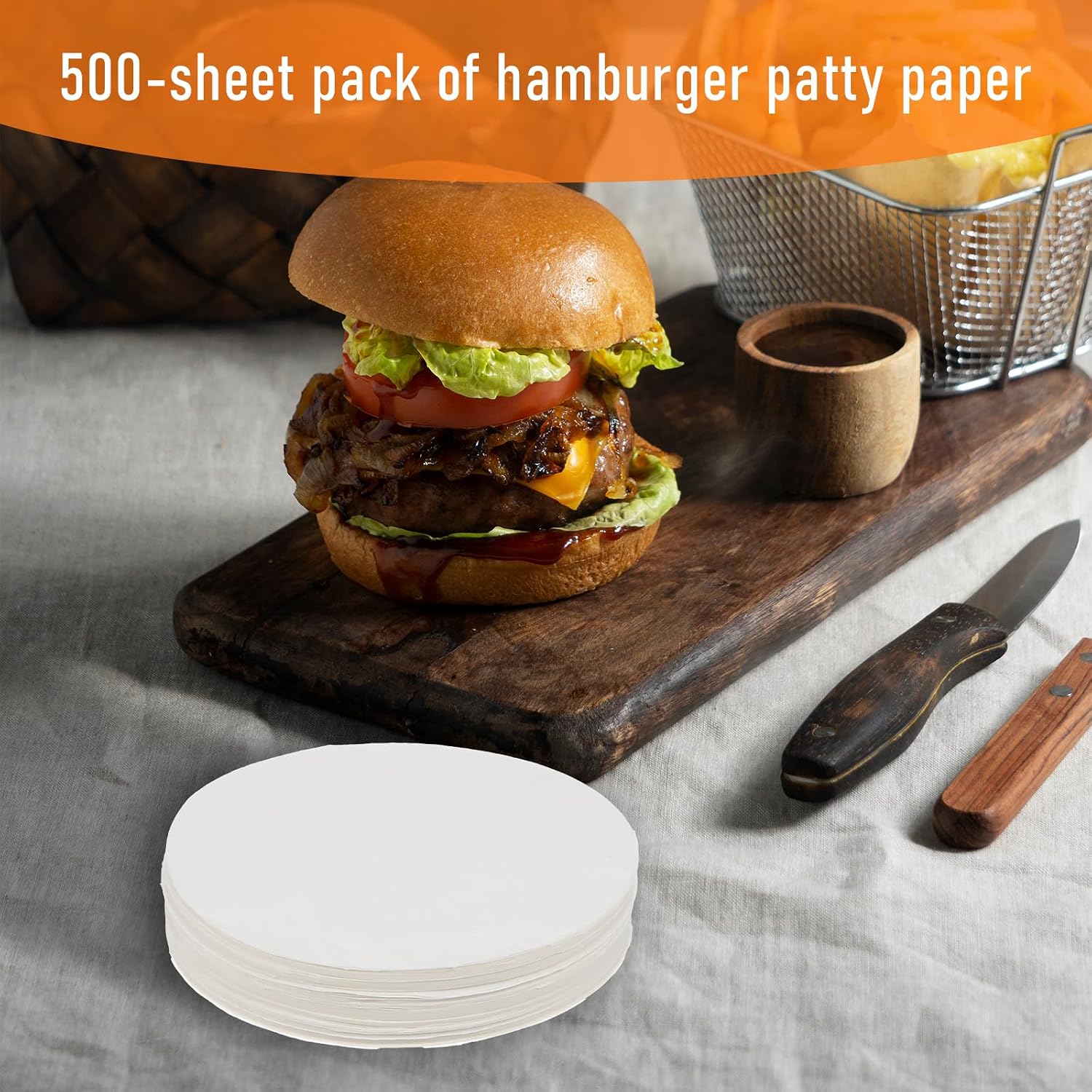 500 Pcs Hamburger Patty Paper, White Round Burger Patty Paper Sheets 5 Inch Non Stick Circle Smash Burger Separator Papers Pre-Cut Hamburger Baking Papers for Making Storaging Patties