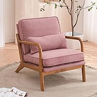 Vista 13 de Accent Chairs for Bedroom Linen Armchair Lounge Chair with Extra-Thick Padded Backrest and Seat Cushion Sofa Chairs Single Reading Leisure Chair for