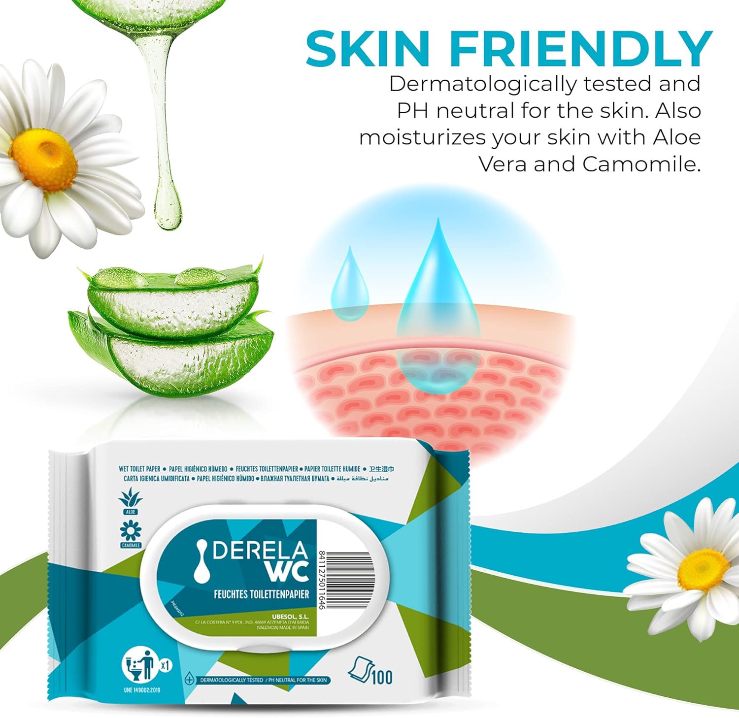 Derela WC Flushable Toilet Paper Wet Wipes - Dermatologically Tested / PH Neutral for The Skin (400 Wipes / 4 Packs) : Amazon.co.uk: Baby Products