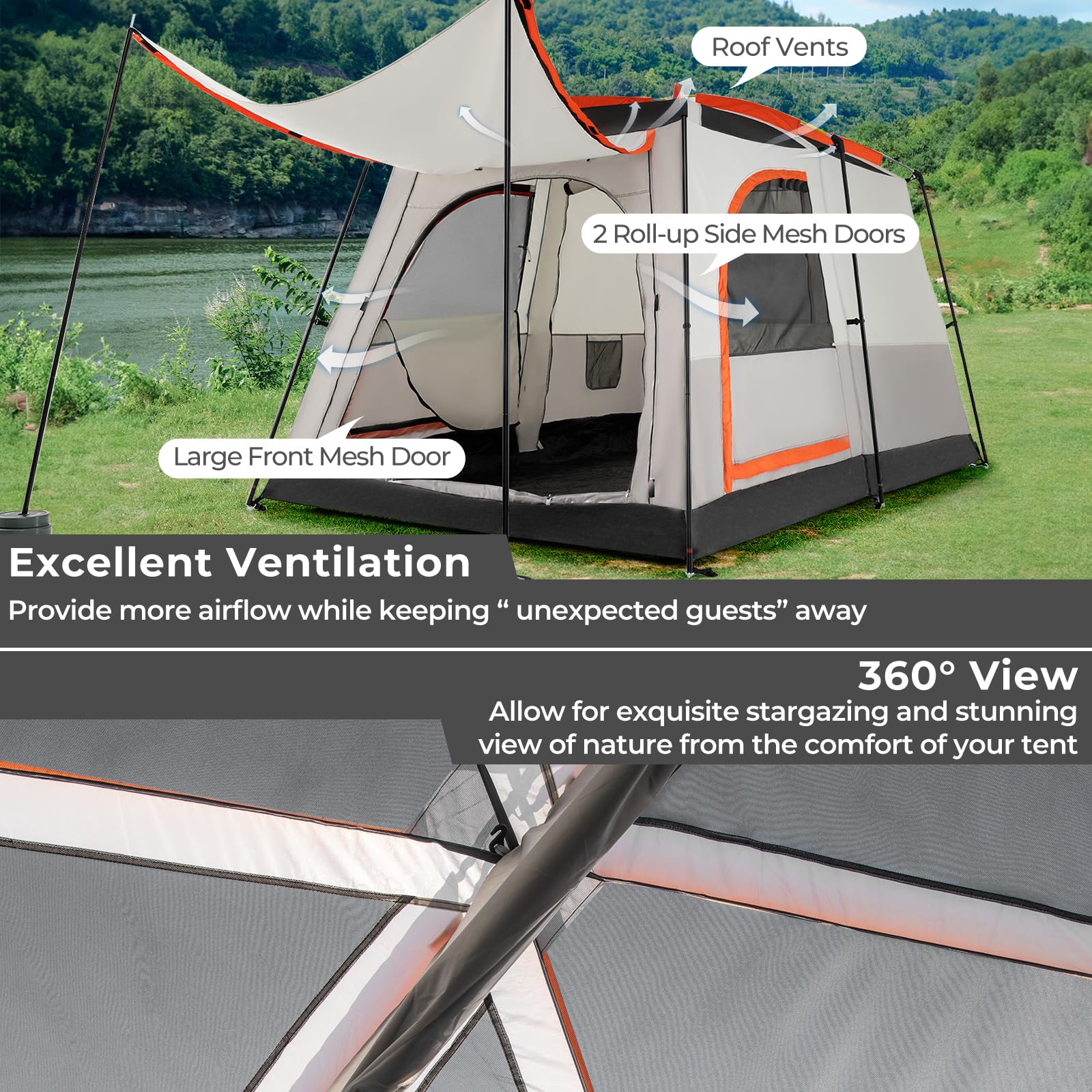 Tente de camping de haute qualité tente extérieure pour 4-6 personnes tente gonf