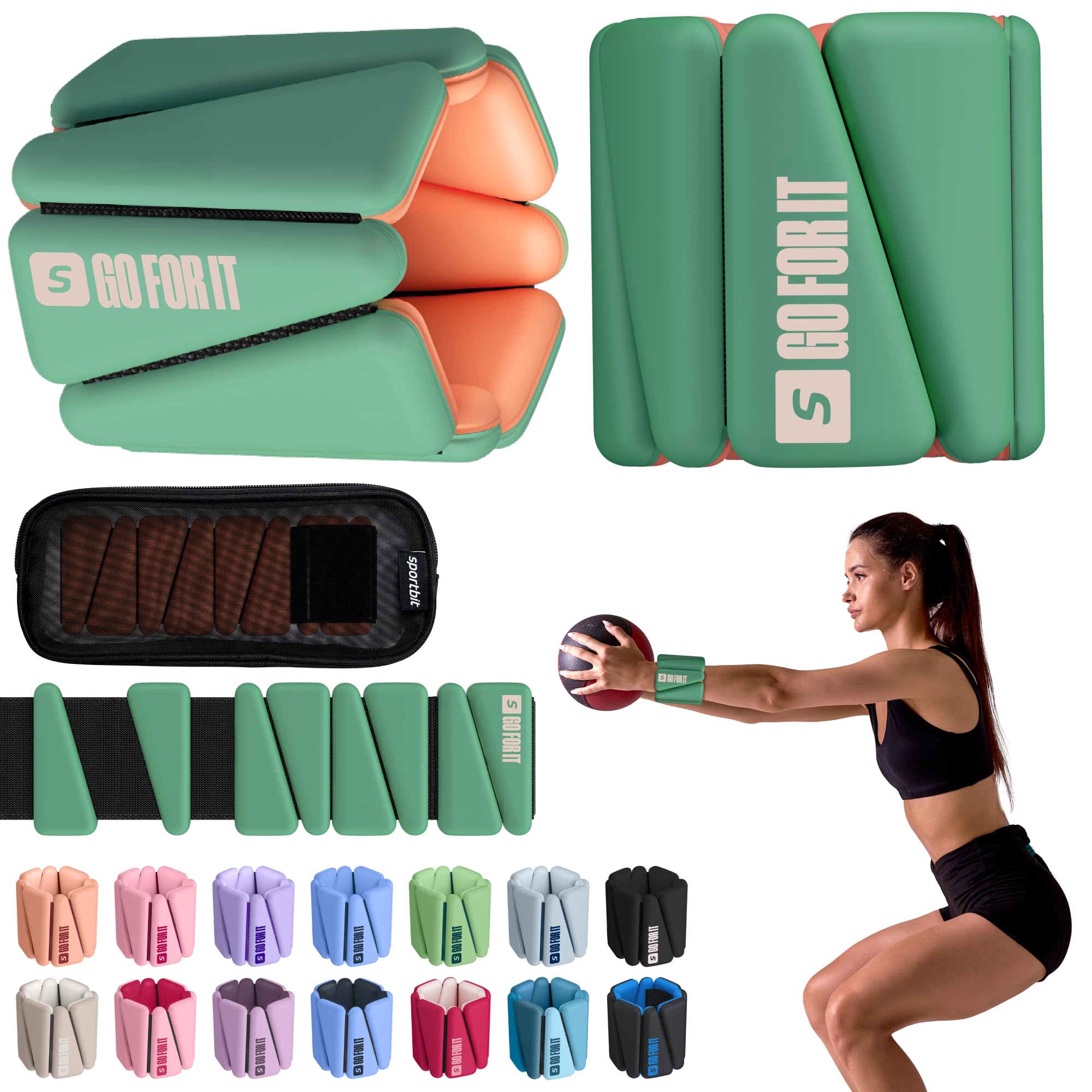 Wrist Weights, Ankle Weights for Women – Set of 2 (1LB Each) by Sportbit, Adjustable Weighted Bracelets for Home Gym, Running, Yoga, Exercise and Strength Training