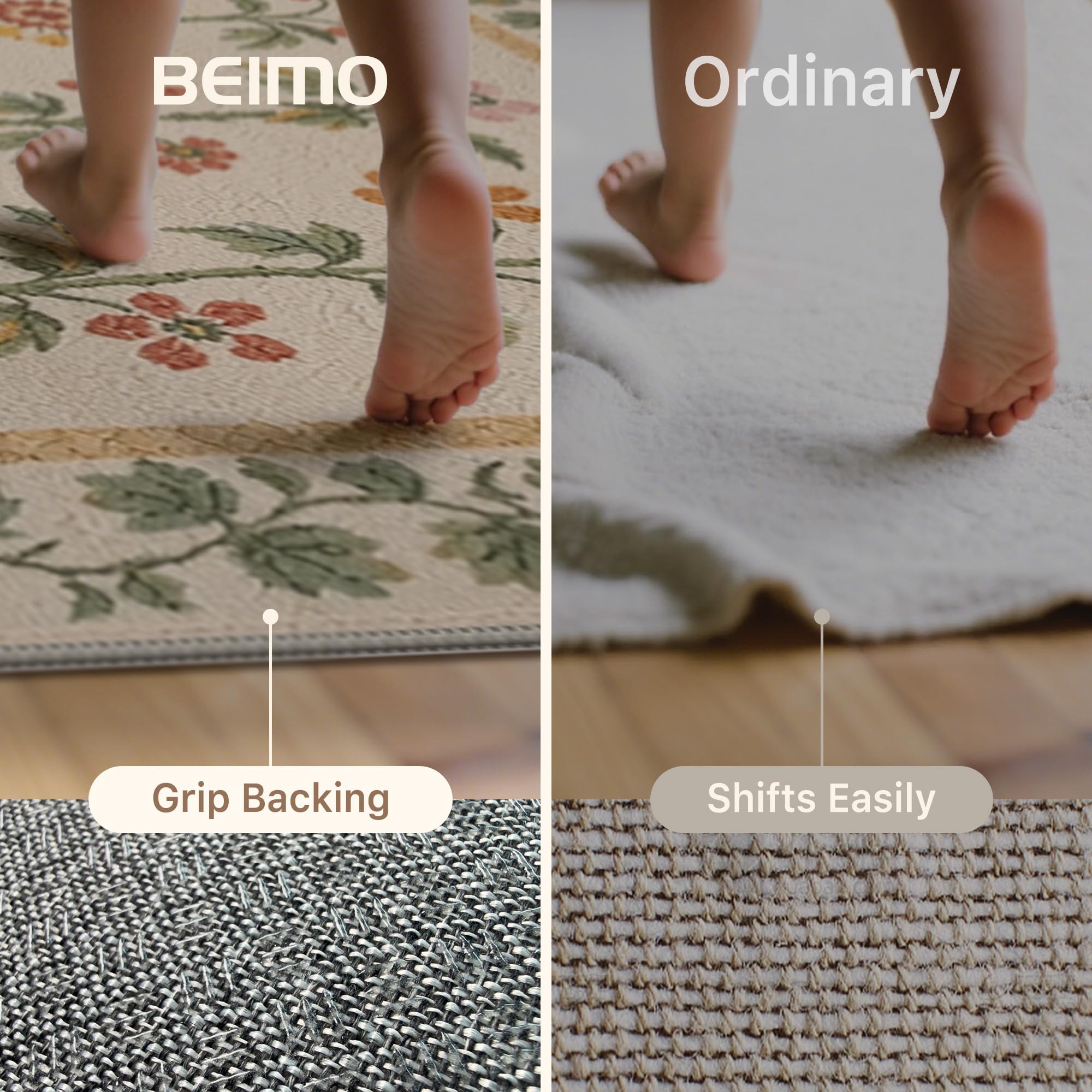 BEIMO Vintage Waschbarer Teppich Wohnzimmer 160x230cm | Schlafzimmer Wohnzimmerteppich Boho Carpet Weich rutschfest Teppiche Esszimmer Büro Kurzflor Groß Teppiche