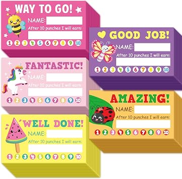 Gooji Behavior Punch Cards for Kids Classroom, 2x3.5 School Homeschool, or Smart Behavior Chart Reward System for Teacher Student, Fun Loyalty, Motivation Incentive,100 Pack Unicorn
