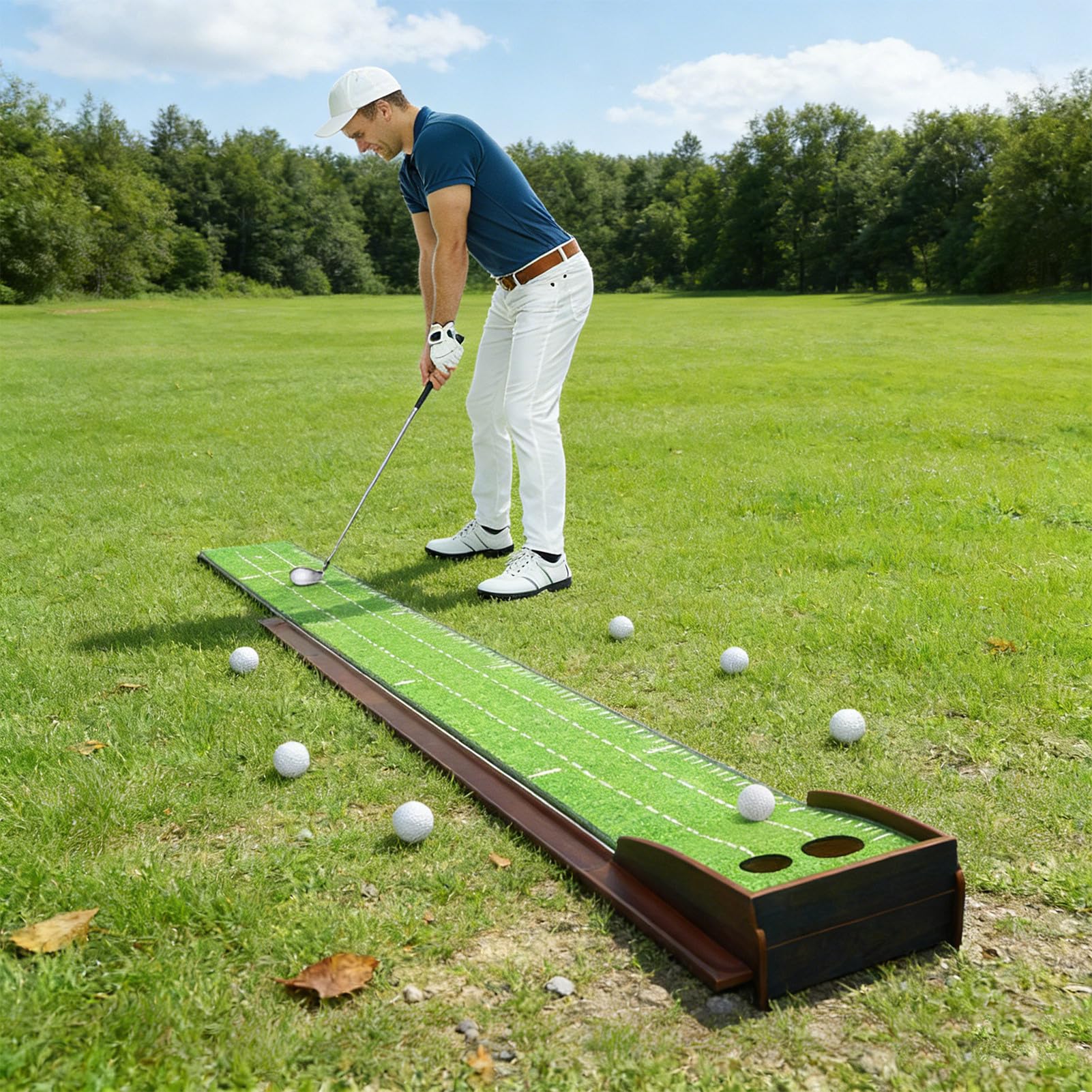 Mata Putting Akcesoria treningowe Golf z podwójnymi otworami antypoślizgowe | Przenośny kryty Putting Tapie dla Mężczyzn Dorośli Początkujący Na zewnątrz Ogród