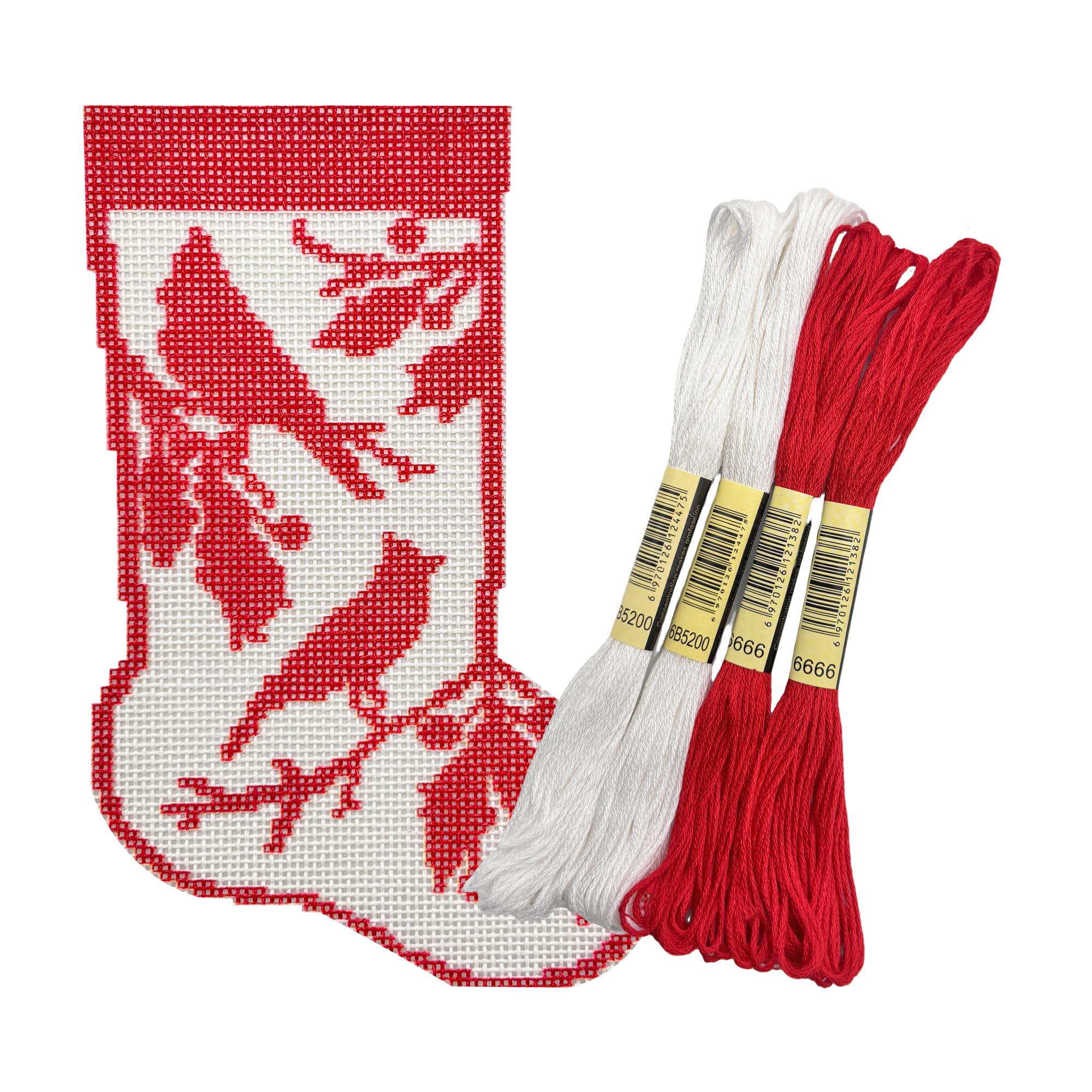 Howie's Needlepoint Needlepoint Kits, 18CT Printed Embroidery Pattern Starter Kits, Stamped Patterns Canvas Kits(Christmas Stocking - Cardinal Bird,4x6inch)