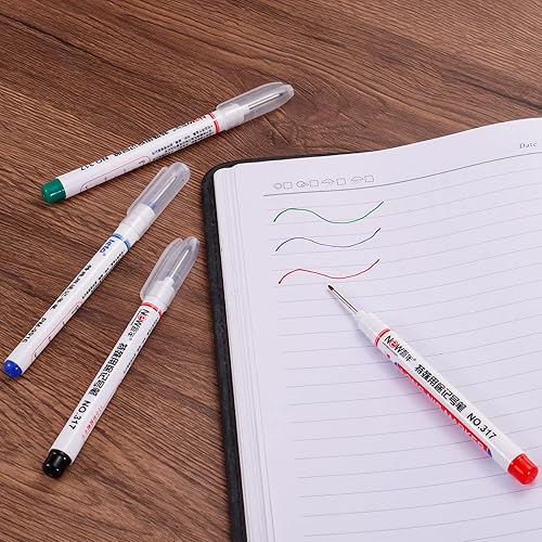 Miniatura 6 de PATIKIL Rotuladores de punta profunda, paquete de 4 rotuladores de punta larga para carpintería para construcción, carpintería, color blanco