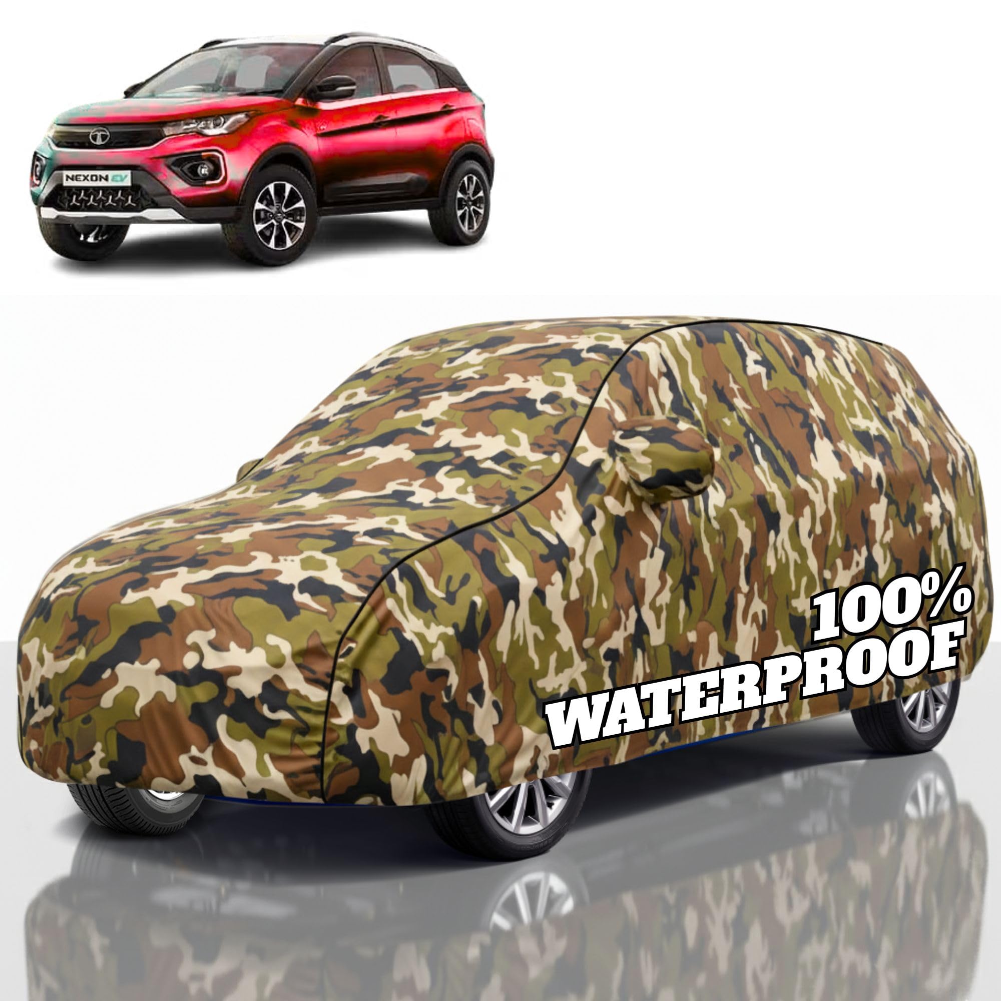 Premium Polyester Car Cover Nexon All-Weather Protection from Rain, Dust &amp; Sun | UV Resistant Fabric | Full Body Secure Fit for Outdoor &amp; Indoor Parking Jungle