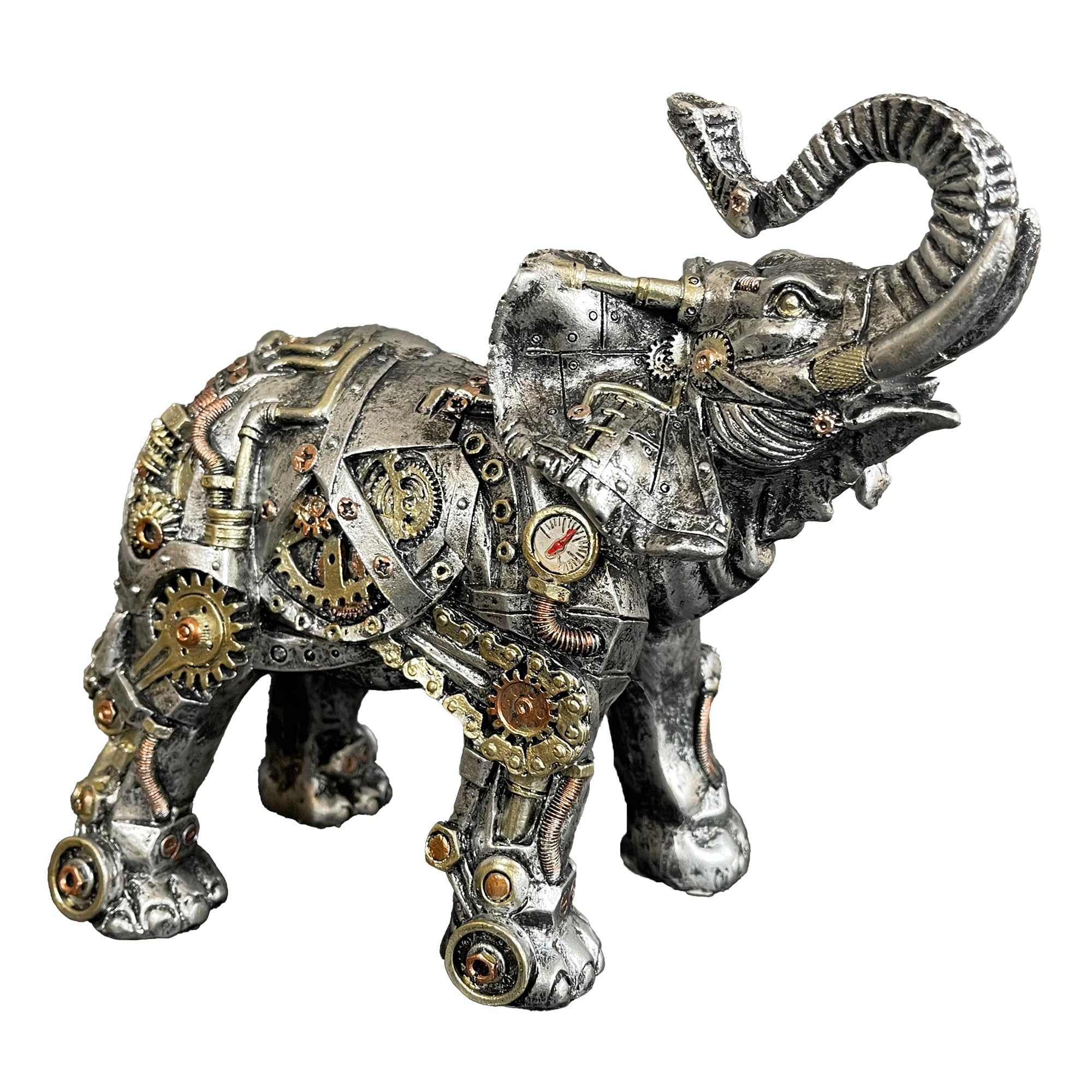 Darthome Silver Steampunk Elephant Ornament Industrial Resin Gothic African Animal Gift
