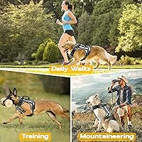 Vista 7 de Arnés mejorado para perros grandes, medianos y pequeños, sin tirones, arnés de perro reflectante con 8 parches, clip frontal arnés para caminar