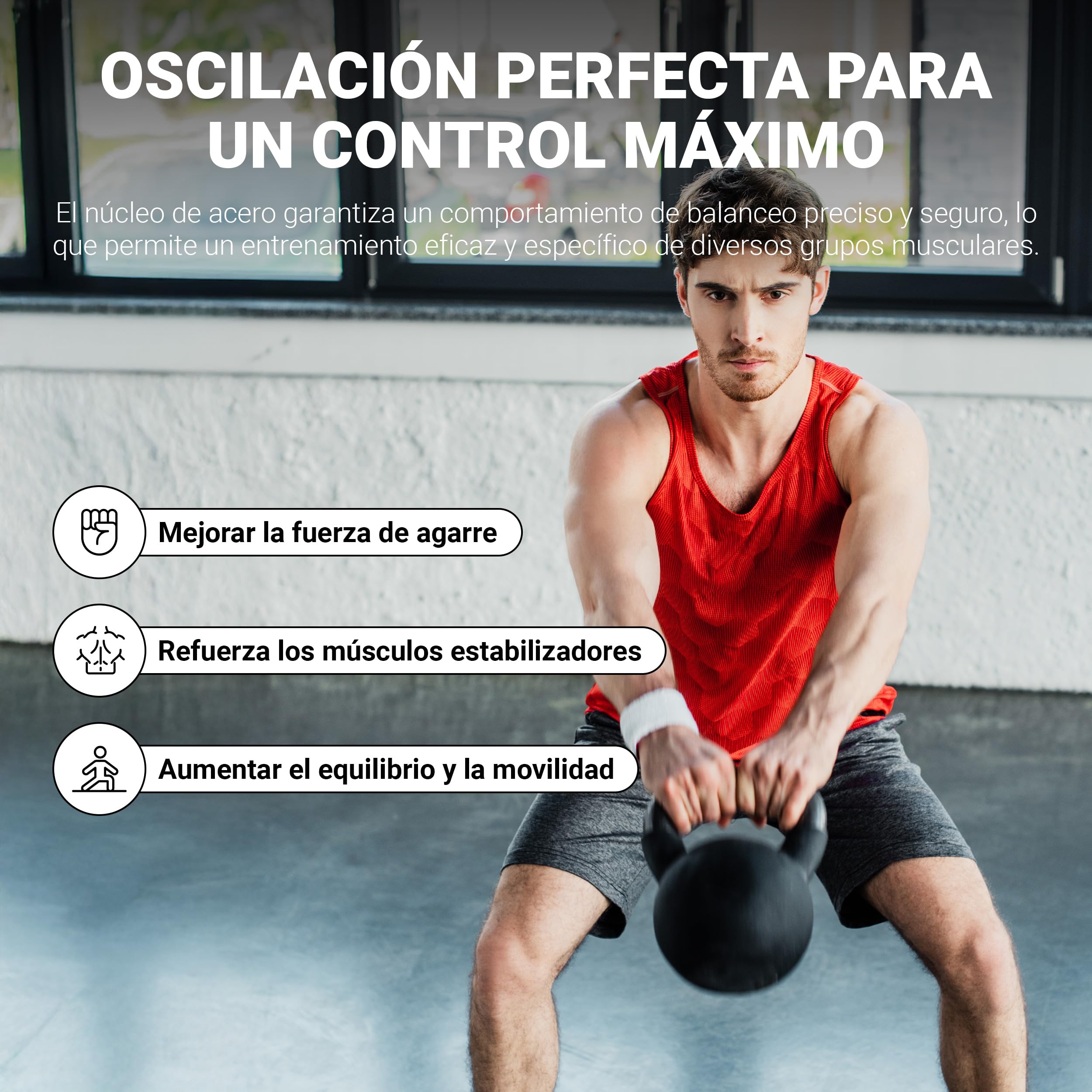 MSPORTS Pesa rusa profesional de neopreno, 2 – 30 kg, incluye póster de ejercicios con pesas rusas