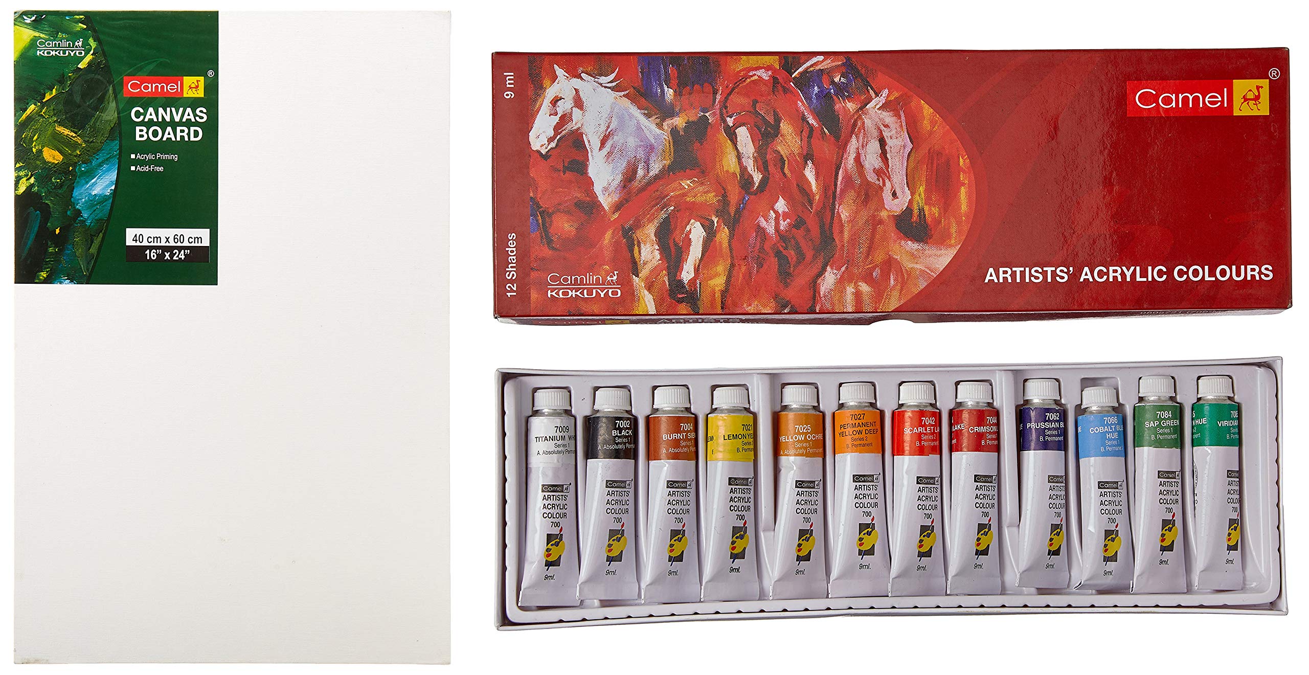 Buy Camel Camlin Kokuyo Acrylic Color Box - 9ml Tubes, 12 Shades ...