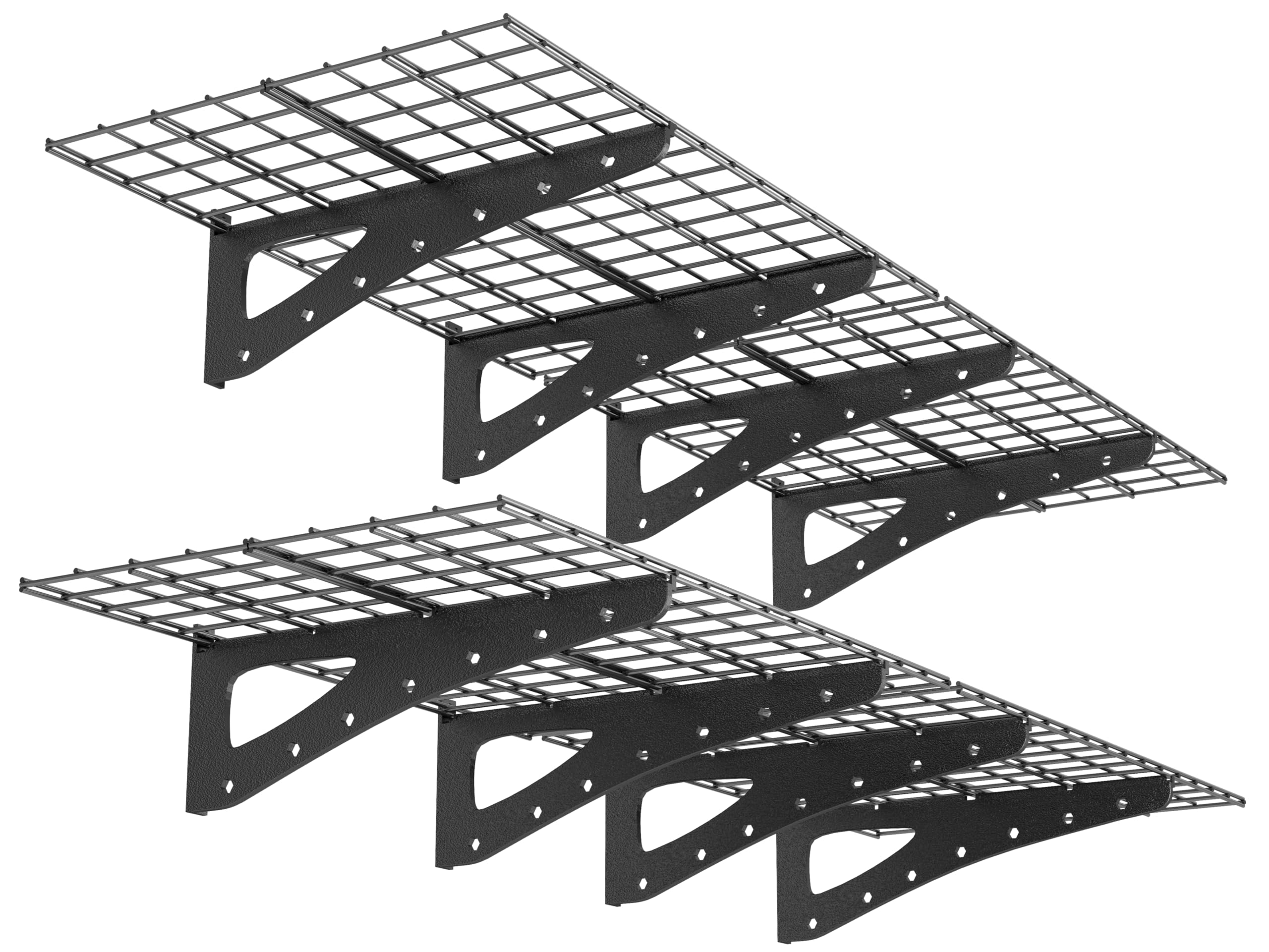 2-Pack Garage Wall Shelving, 2x6ft Walls Shelf Storage Rack, Sturdy Walls Shelves for 1200 LBS, Black, Heavy Duty Garage Shelving Wall Mounted for