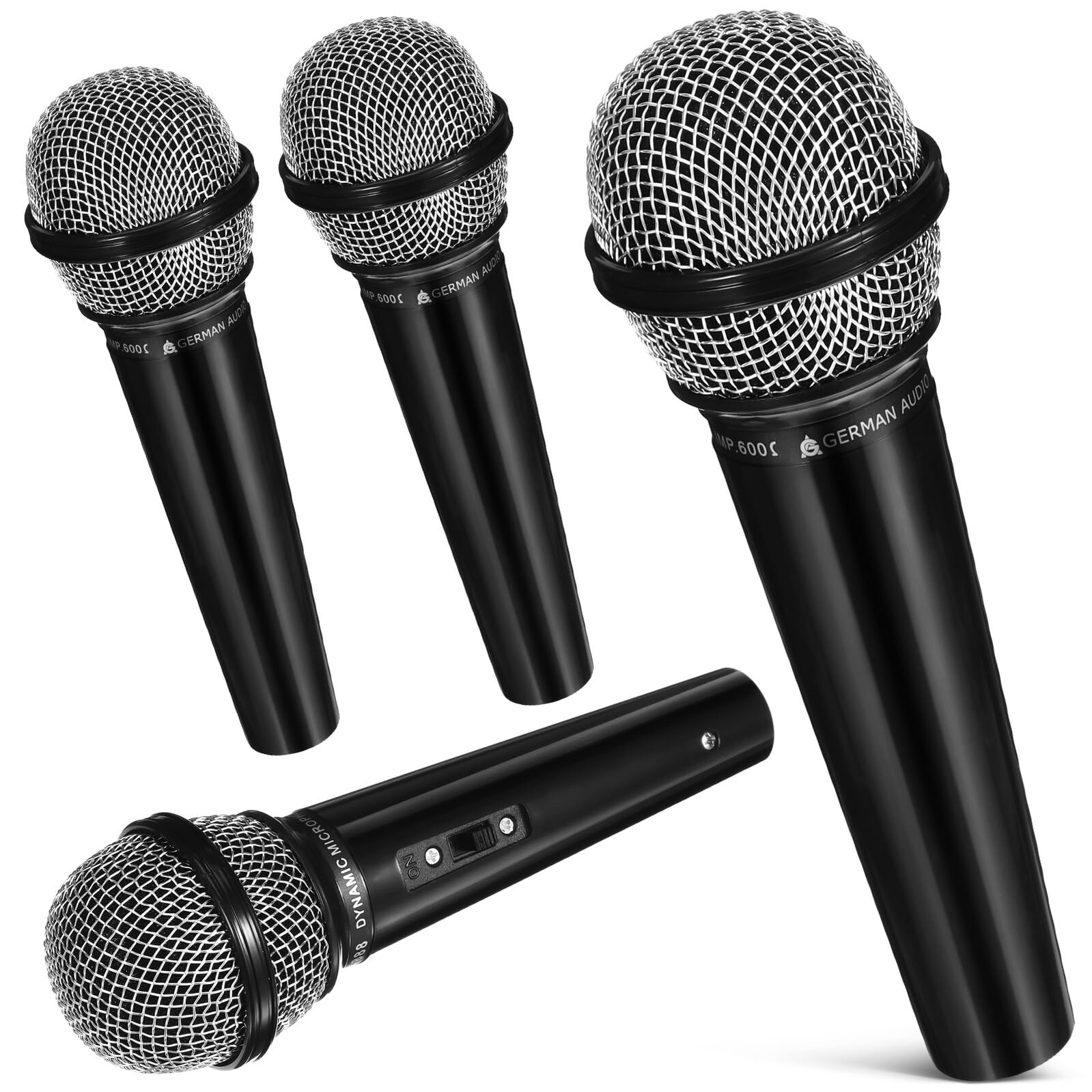 4 Micrófonos de Juguete Interactivos para Modelo de Micrófono de Plástico Negro Tamaño Mini Accesorios para Juegos de Escenario y Karaoke Infantiles