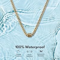 Vista 3 de Galis Classic Chains For Men - Cuban Link Chain with Small Bead Pendant, Diamond-Cut Stainless Steel, Waterproof Silver Plated Men's Necklace, Gold