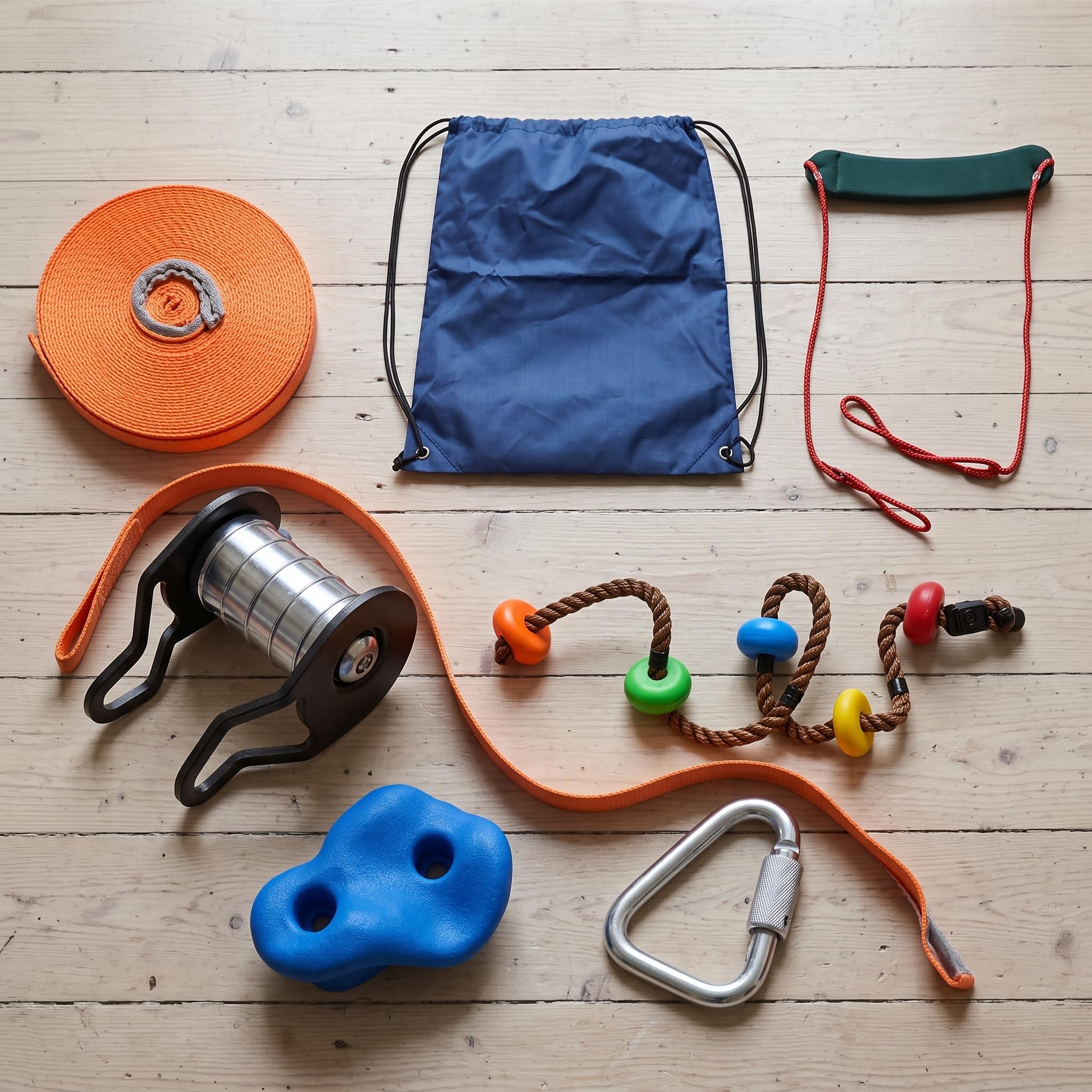 Kit Slackline per Bambini, Percorso Ostacoli da Esterno, Set Completo 7 Pezzi, Giochi da Esterno per Bambini